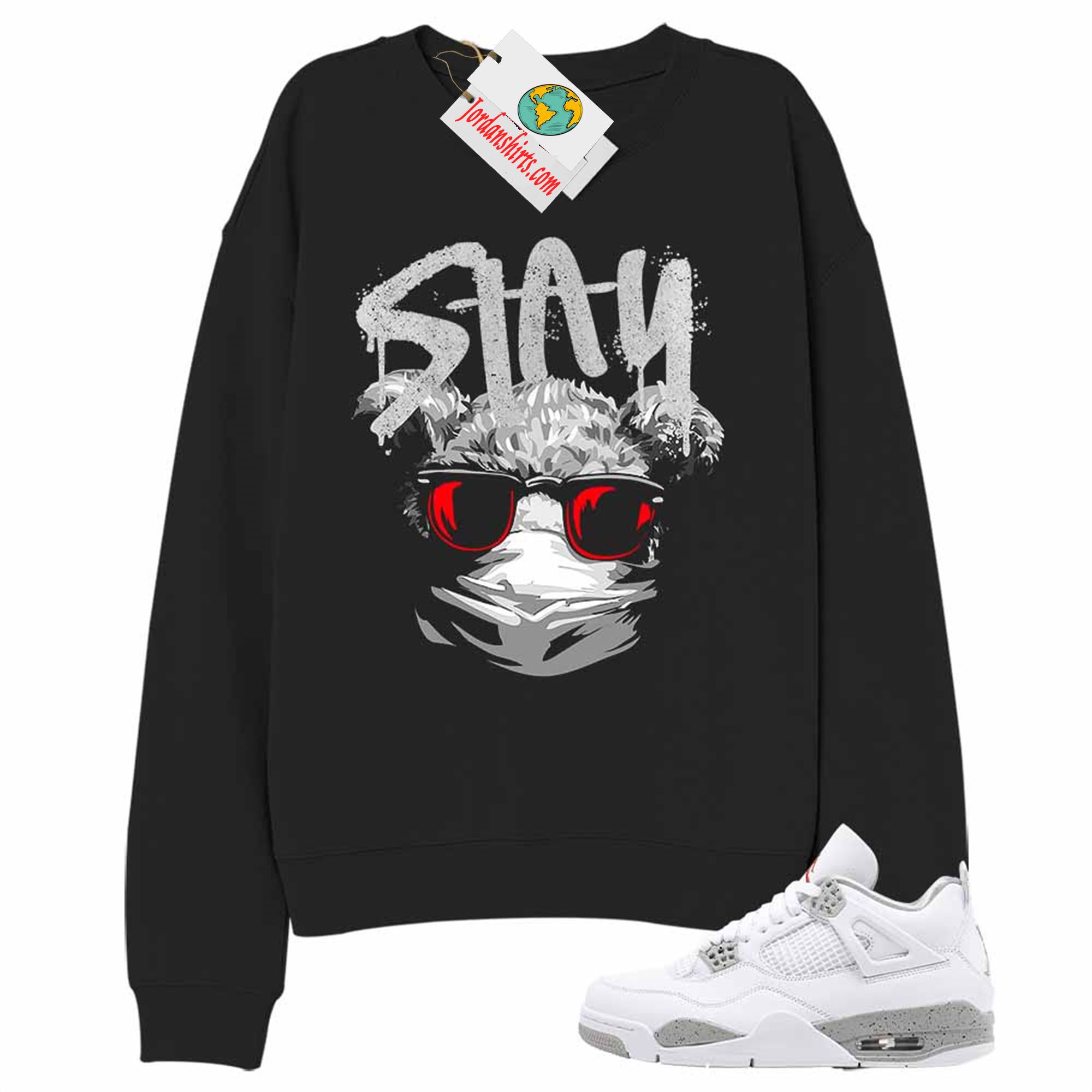 Jordan 4 Sweatshirt, Teddy Bear In Sunglasses _ Face Mask Black Sweatshirt Air Jordan 4 White Oreo 4s Full Size Up To 5xl