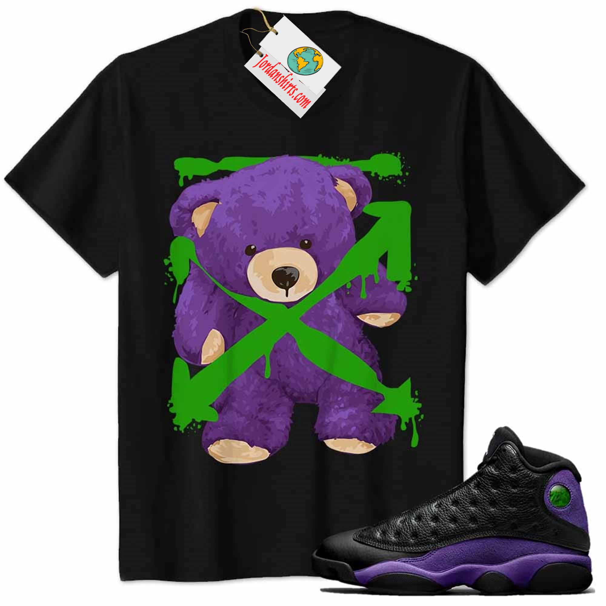 Jordan 13 Shirt, Teddy Bear Off White Paint Dripping Black Air Jordan 13 Court Purple 13s Size Up To 5xl