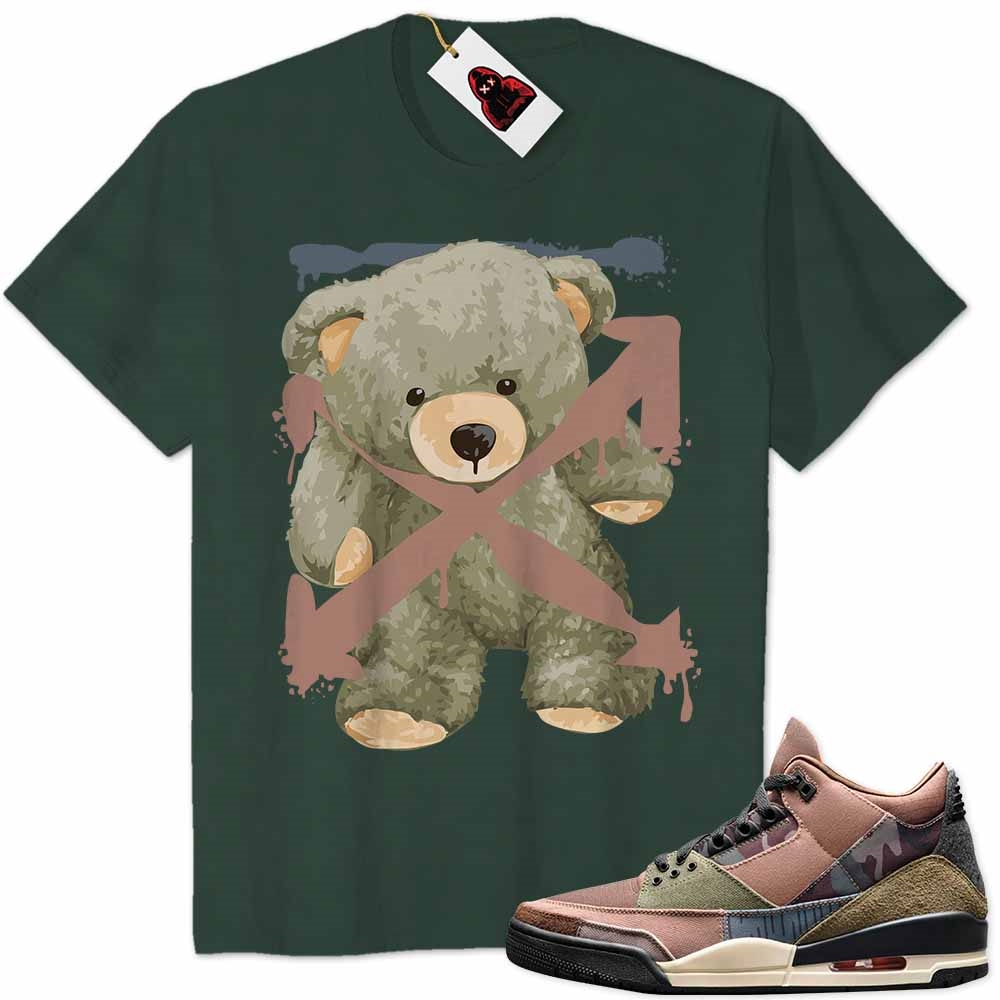 Jordan 3 Shirt, Teddy Bear Off White Paint Dripping Forest Air Jordan 3 Patchwork 3s Plus Size Up To 5xl