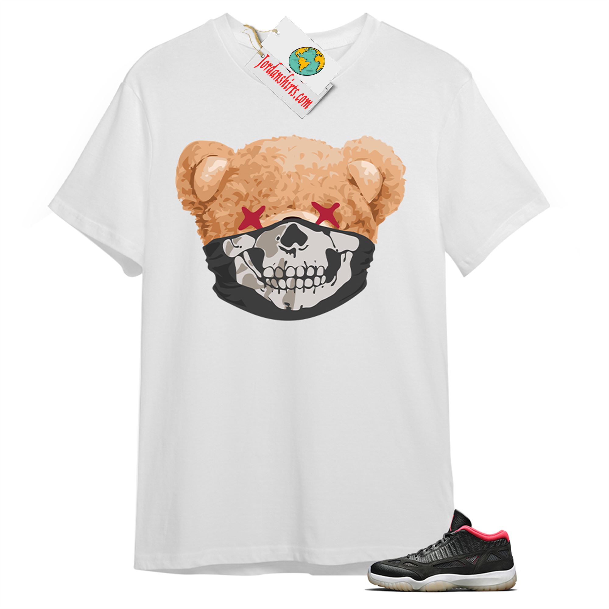 Jordan 11 Shirt, Teddy Bear Skull Bandana White T-shirt Air Jordan 11 Bred 11s Full Size Up To 5xl
