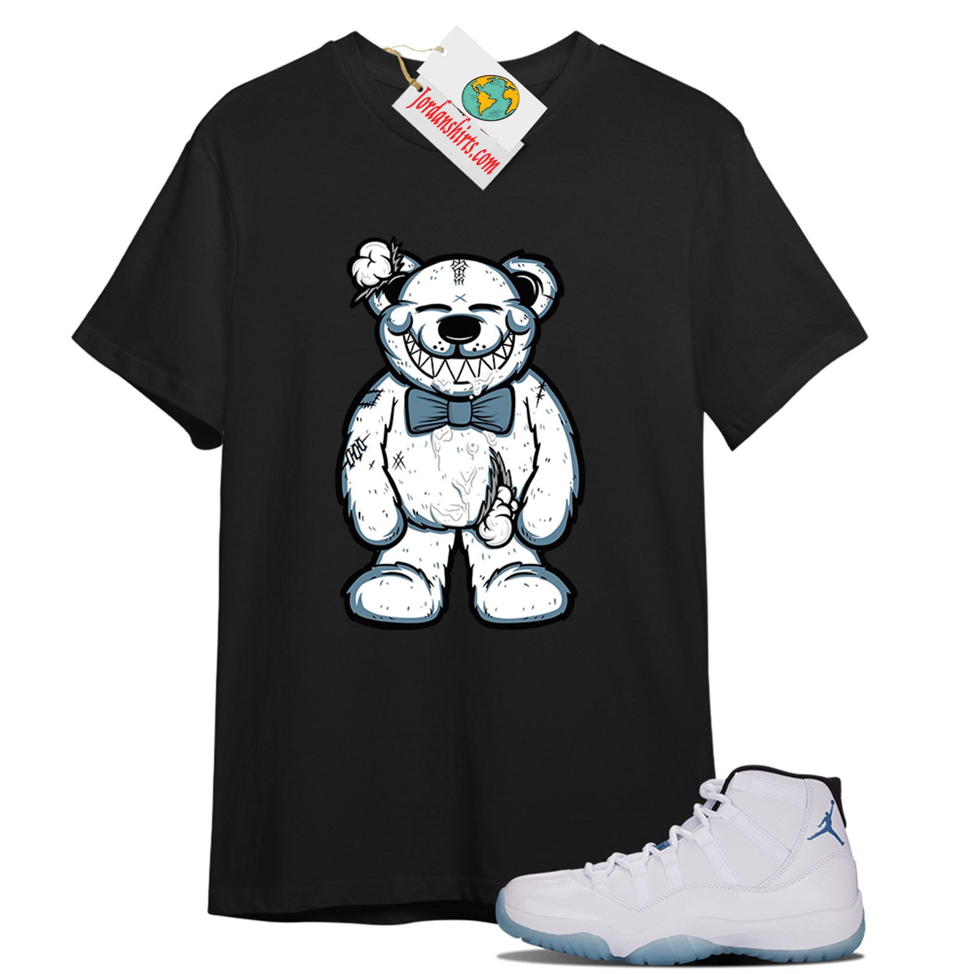 Jordan 11 Shirt, Teddy Bear Smile Black T-shirt Air Jordan 11 Legend Blue 11s Full Size Up To 5xl