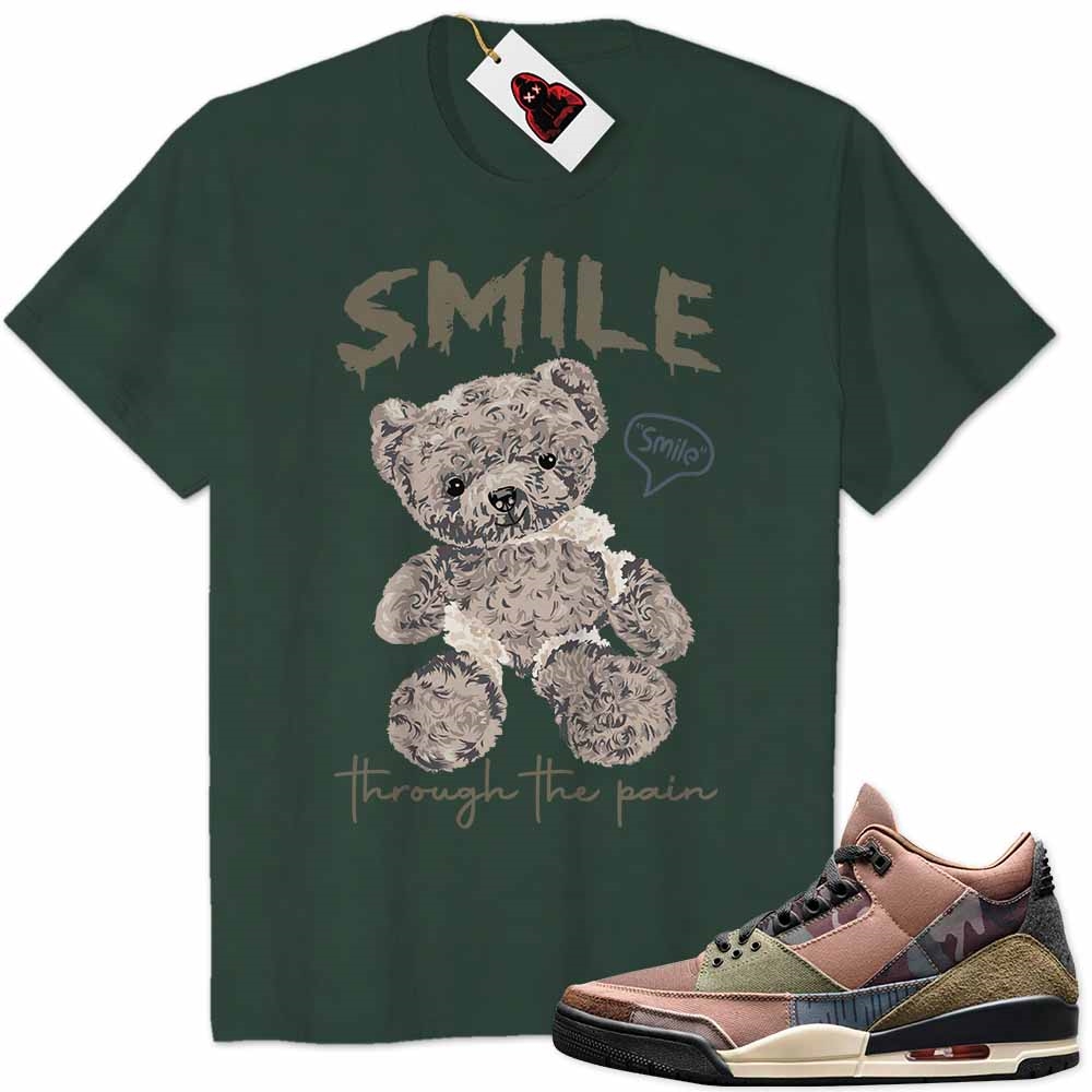 Jordan 3 Shirt, Teddy Bear Smile Pain Forest Air Jordan 3 Patchwork 3s Size Up To 5xl