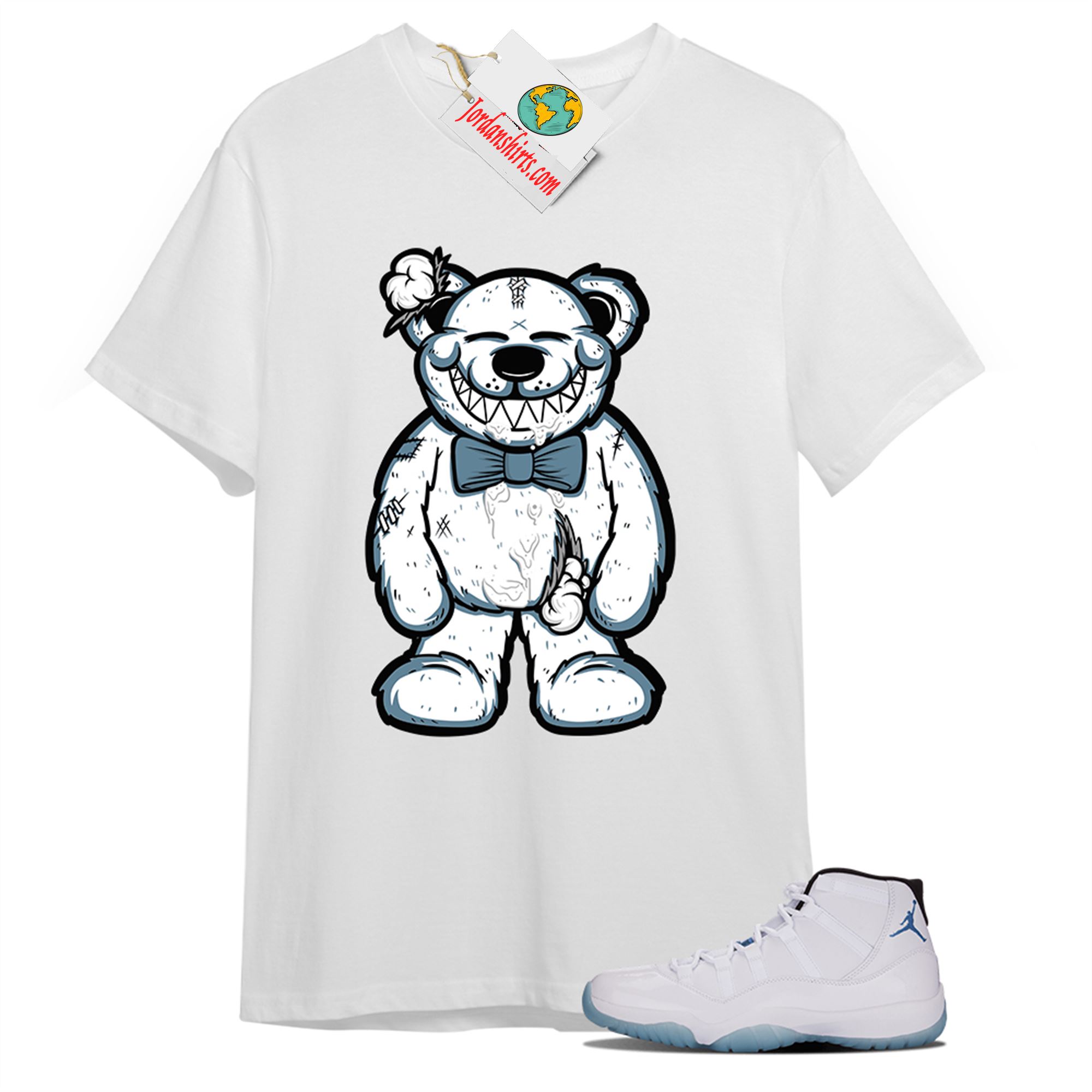 Jordan 11 Shirt, Teddy Bear Smile White T-shirt Air Jordan 11 Legend Blue 11s Plus Size Up To 5xl