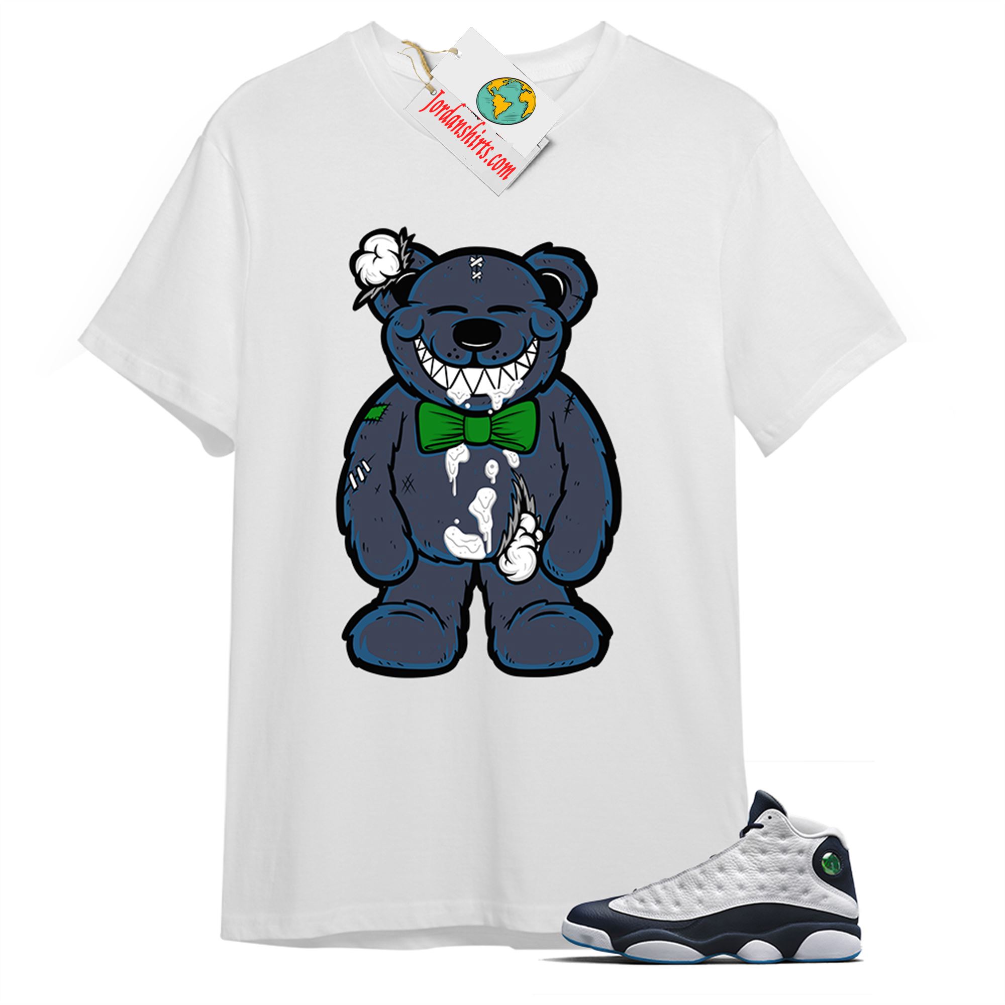 Jordan 13 Shirt, Teddy Bear Smile White T-shirt Air Jordan 13 Obsidian 13s Size Up To 5xl