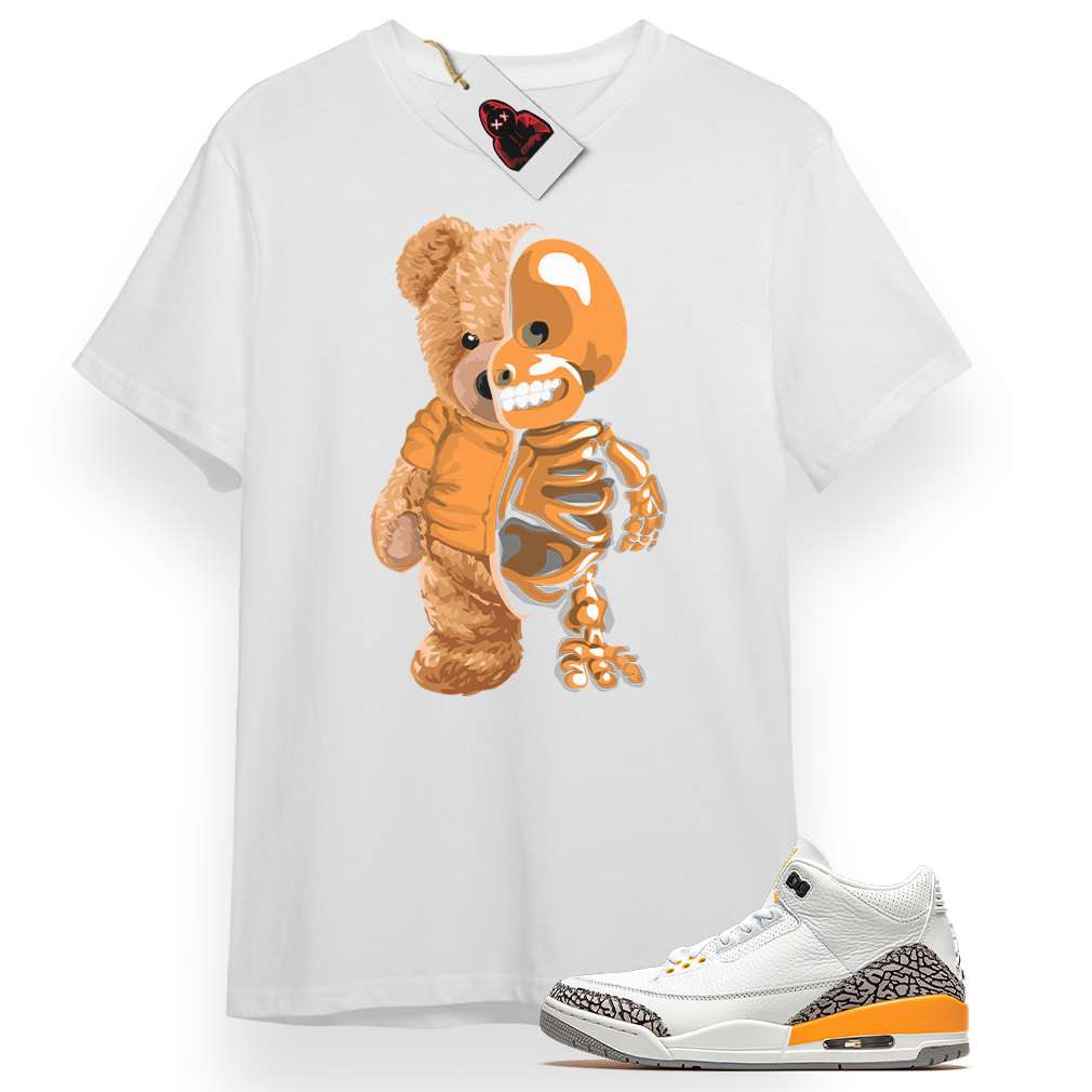 Jordan 3 Shirt, Teddy Bear Terminator White T-shirt Air Jordan 3 Laser Orange 3s Size Up To 5xl