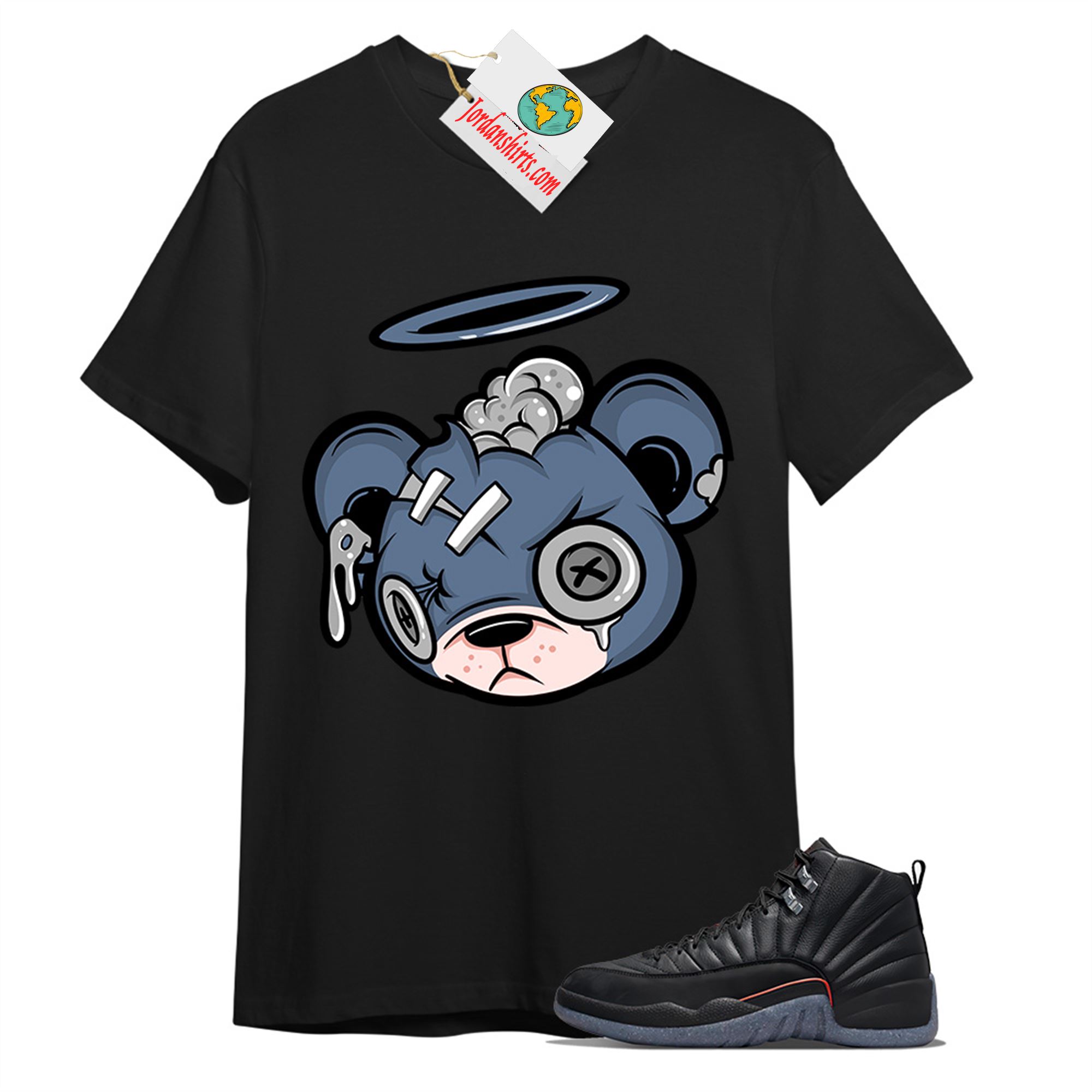 Jordan 12 Shirt, Teddy Bear With Angel Ring Black T-shirt Air Jordan 12 Utility Grind 12s Size Up To 5xl