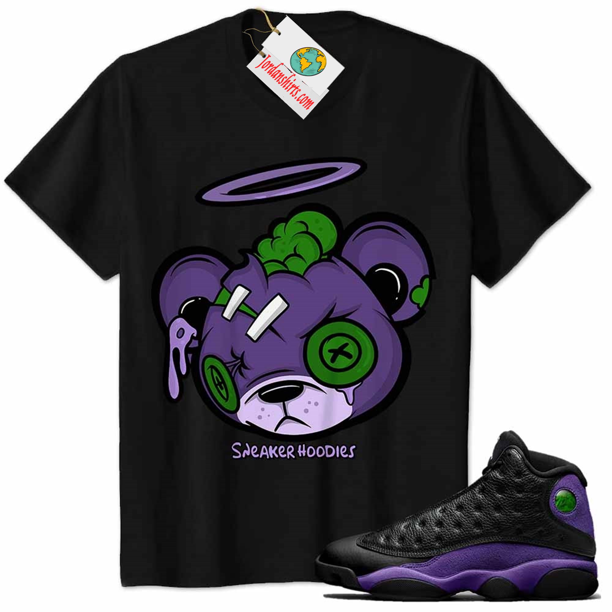 Jordan 13 Shirt, Teddy Bear With Angel Ring Crown Black Air Jordan 13 Court Purple 13s Plus Size Up To 5xl