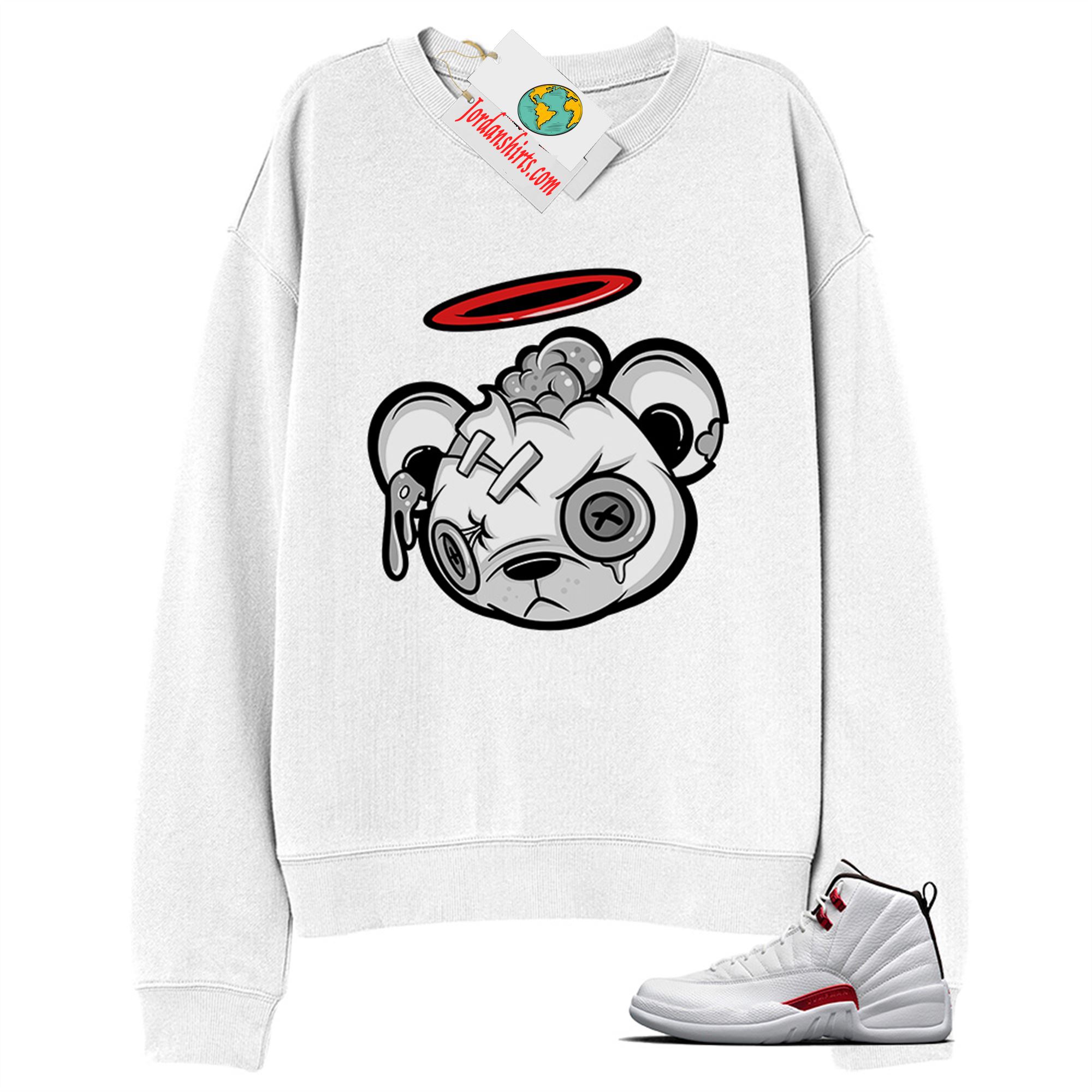 Jordan 12 Sweatshirt, Teddy Bear With Angel Ring White Sweatshirt Air Jordan 12 Twist 12s Size Up To 5xl