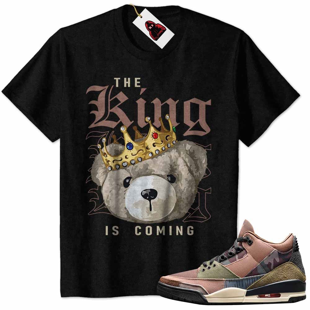 Jordan 3 Shirt, The King Teddy Bear Black Air Jordan 3 Patchwork 3s Size Up To 5xl