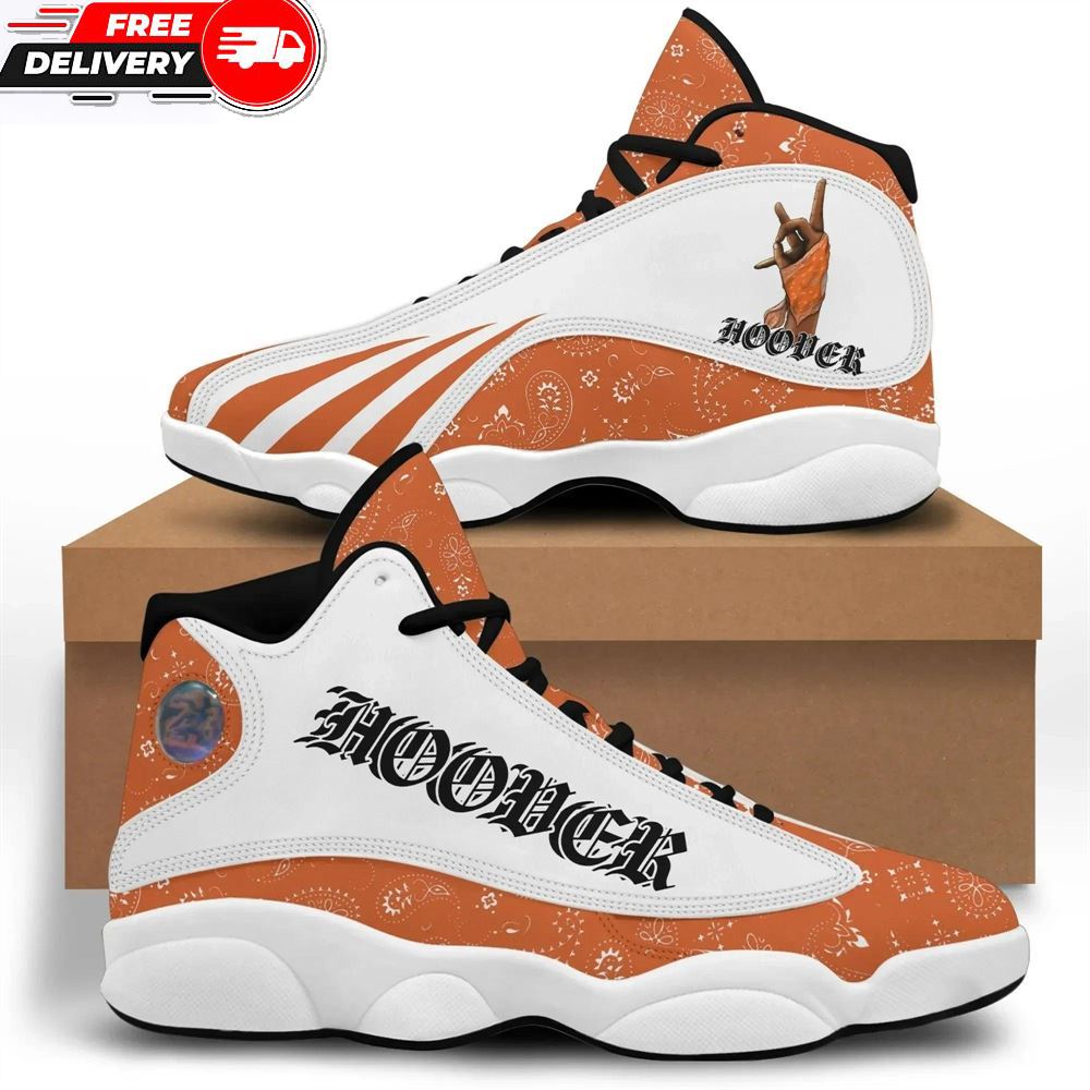 Jordan 13 Shoes, Hoover Gang High Top Sneaker Orange Bandana Pattern