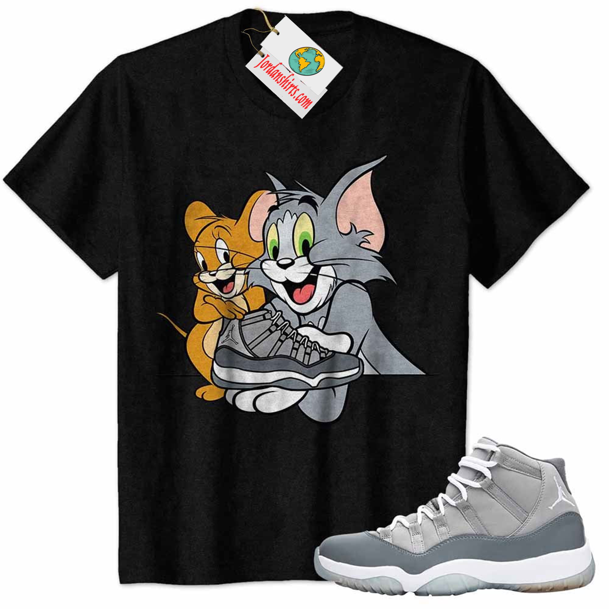 Jordan 11 Shirt, Tom And Jerry Shoes In Hand Black Air Jordan 11 Cool Grey 11s Plus Size Up To 5xl