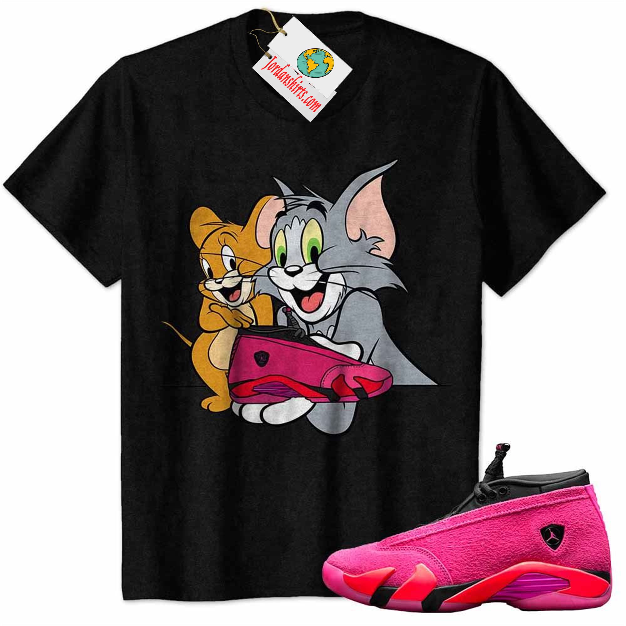 Jordan 14 Shirt, Tom And Jerry Shoes In Hand Black Air Jordan 14 Wmns Shocking Pink 14s Plus Size Up To 5xl
