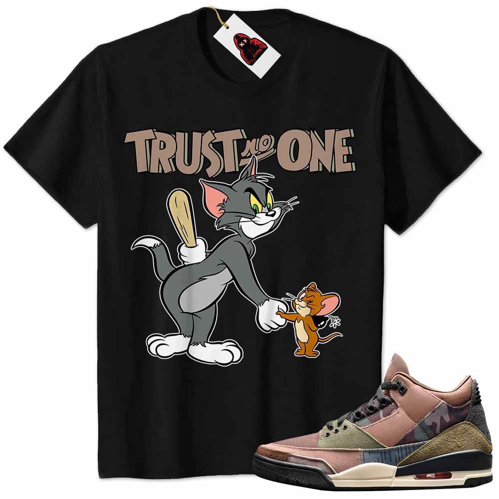 Jordan 3 Shirt, Tom And Jerry Trust No One With Bomb Black Air Jordan 3 Patchwork 3s Plus Size Up To 5xl