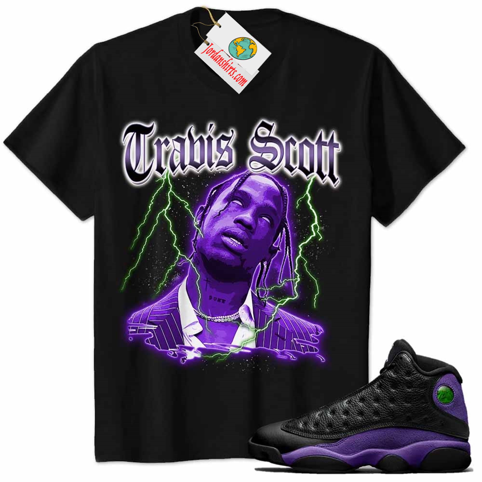 Jordan 13 Shirt, Travis Scott Graphic Black Air Jordan 13 Court Purple 13s Size Up To 5xl