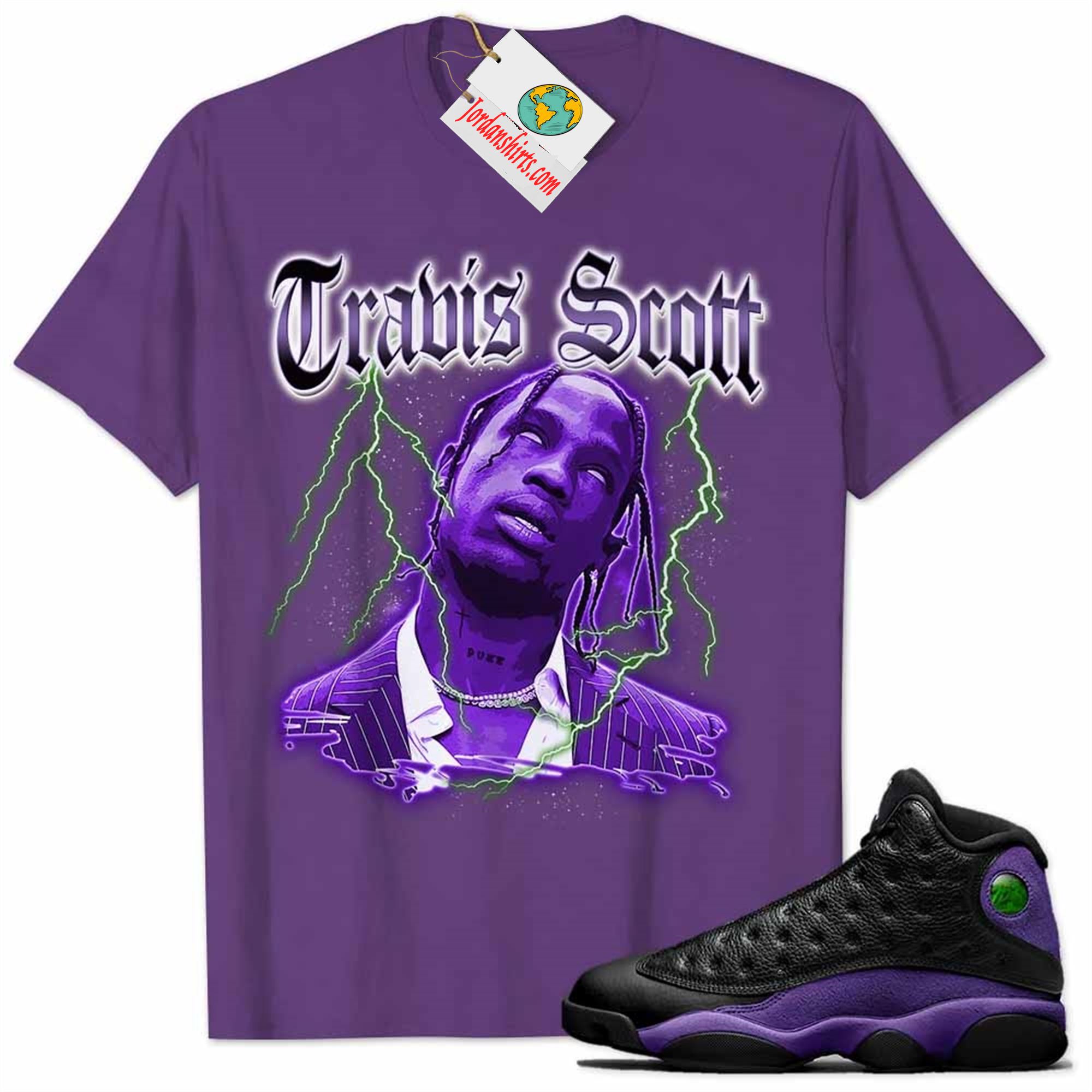Jordan 13 Shirt, Travis Scott Graphic Purple Air Jordan 13 Court Purple 13s Plus Size Up To 5xl