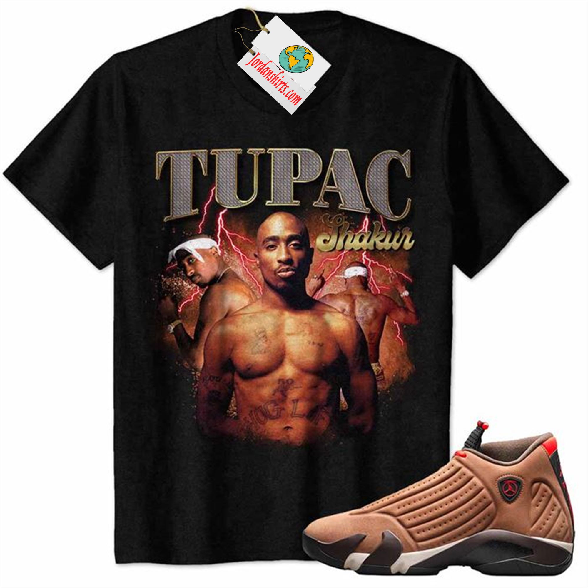 Jordan 14 Shirt, Tupac 2pac Shakur Graphic Black Air Jordan 14 Winterized 14s Plus Size Up To 5xl