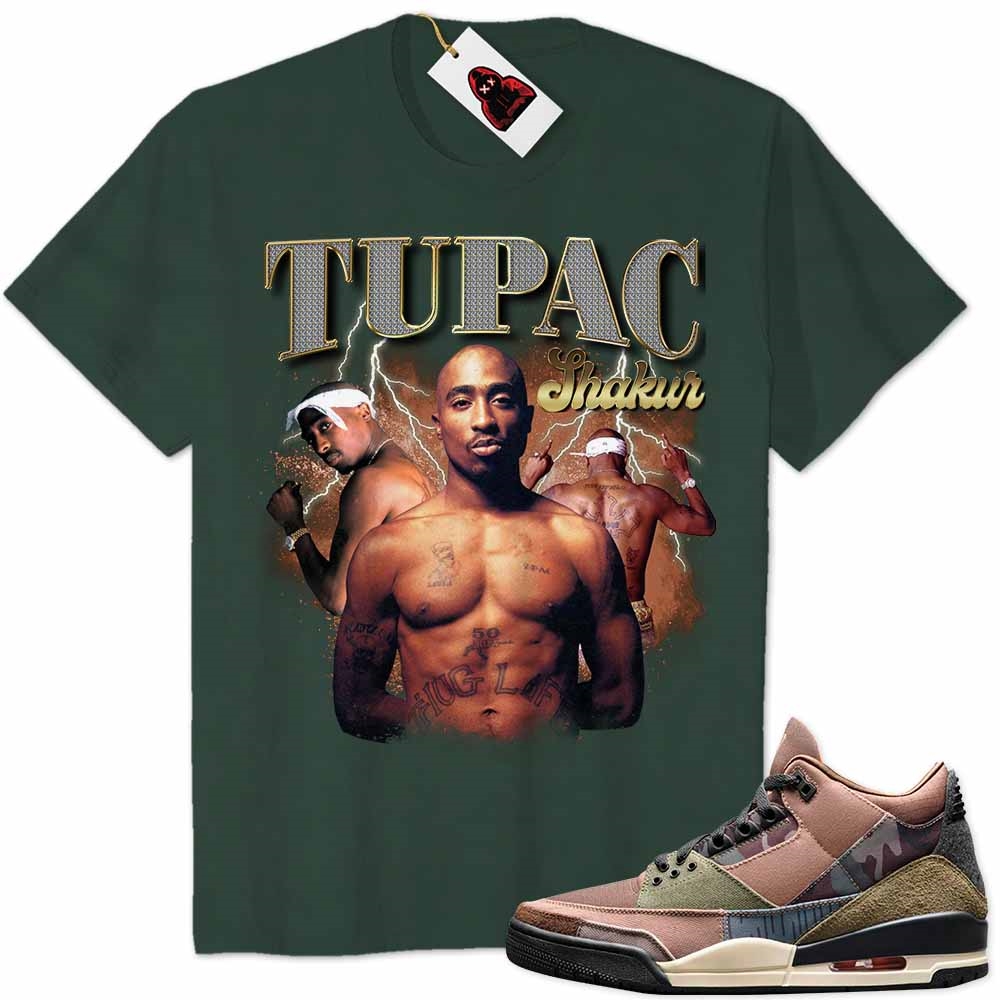 Jordan 3 Shirt, Tupac 2pac Shakur Graphic Forest Air Jordan 3 Patchwork 3s Plus Size Up To 5xl