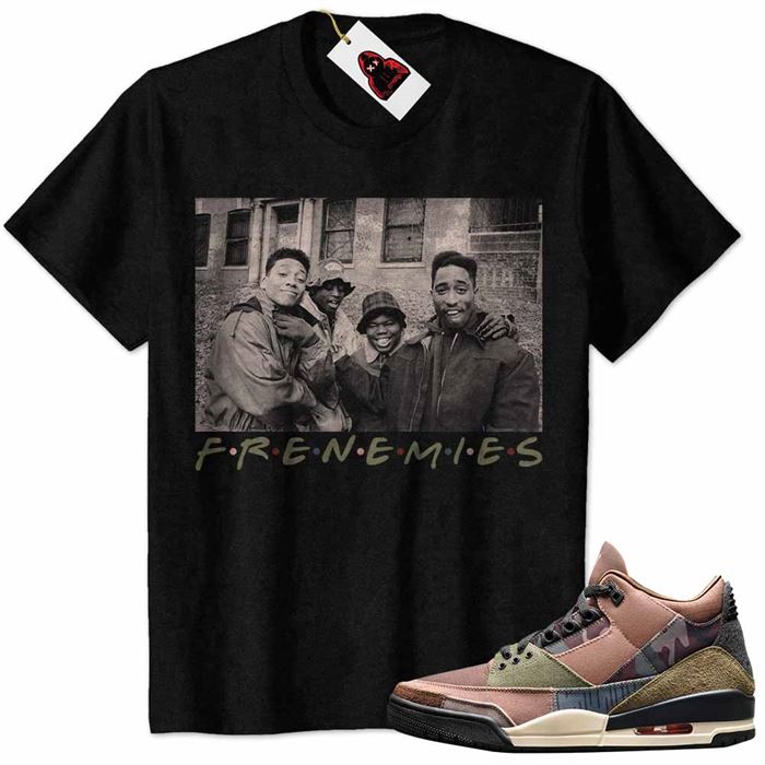 Jordan 3 Shirt, Tupac Juice Friends Vintage 90s Rap Hip Hop Black Air Jordan 3 Patchwork 3s Plus Size Up To 5xl