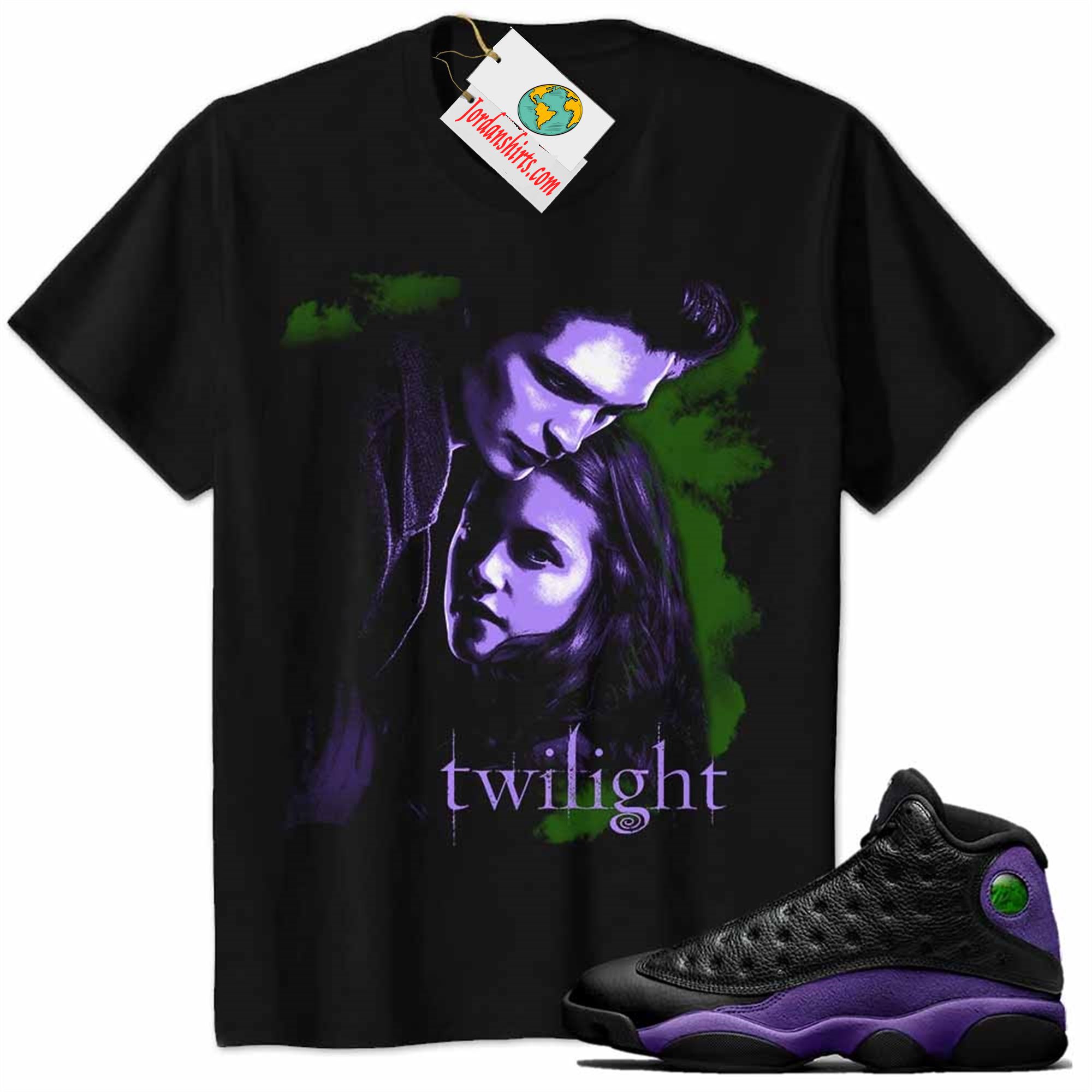 Jordan 13 Shirt, Twilight Saga Edward Cullen And Bella Swan Vintage Black Air Jordan 13 Court Purple 13s Full Size Up To 5xl