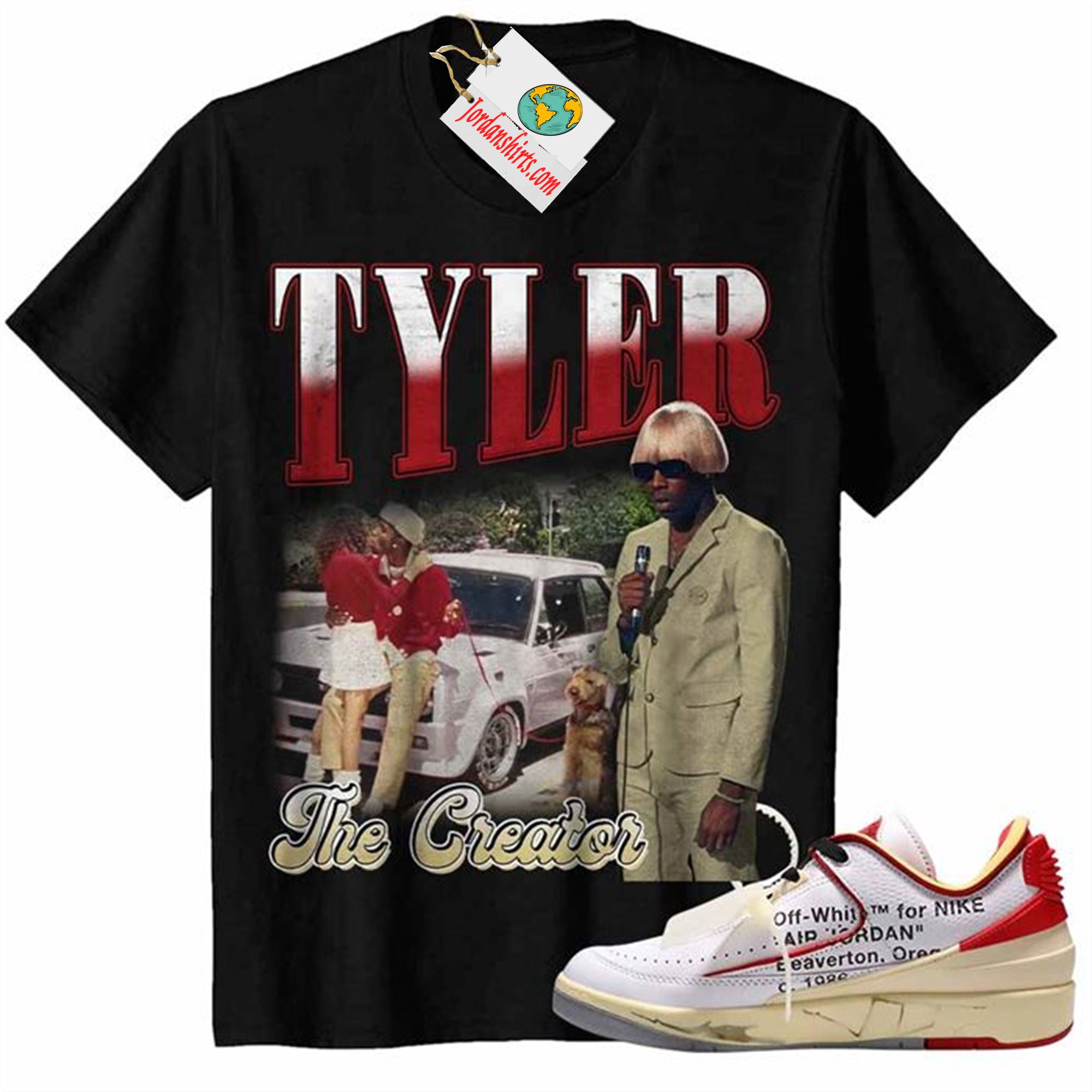 Jordan 2 Shirt, Tyler The Creator Black Air Jordan 2 Low White Red Off-white 2s Full Size Up To 5xl