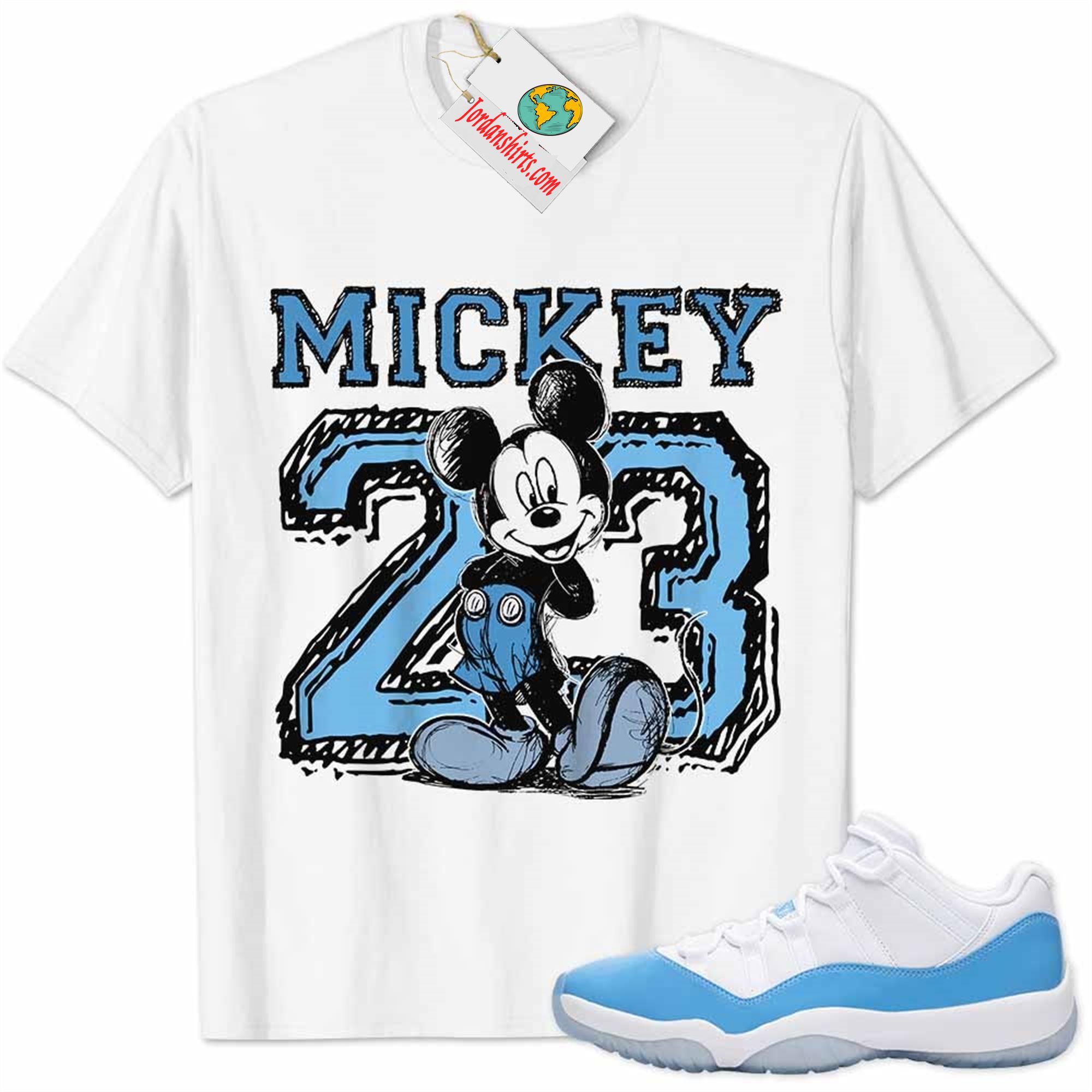 Jordan 11 Shirt, Unc 11s Shirt Mickey 23 Michael Jordan Number Draw White Full Size Up To 5xl