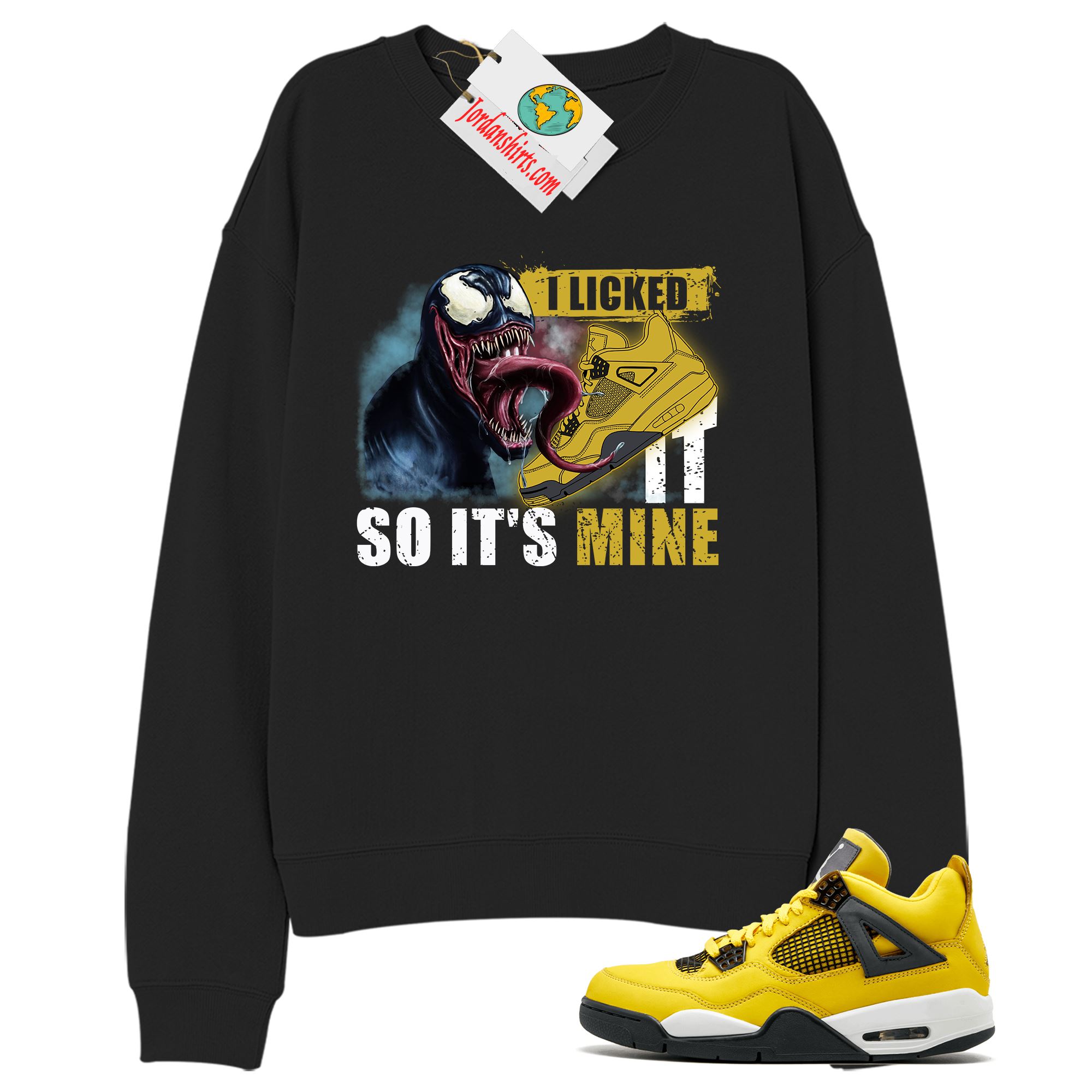 Jordan 4 Sweatshirt, Venom Black Sweatshirt Air Jordan 4 Tour Yellow Lightning 4s Full Size Up To 5xl