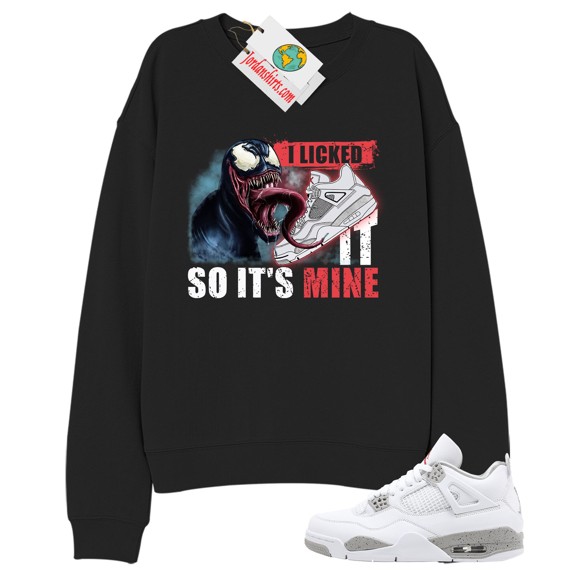 Jordan 4 Sweatshirt, Venom Black Sweatshirt Air Jordan 4 White Oreo 4s Plus Size Up To 5xl