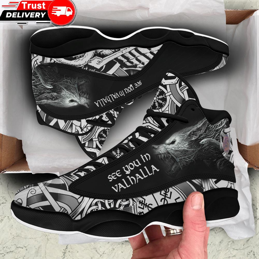 Jd 13 Shoes, Viking Fenrir Wolf High Top Sneakers Shoes