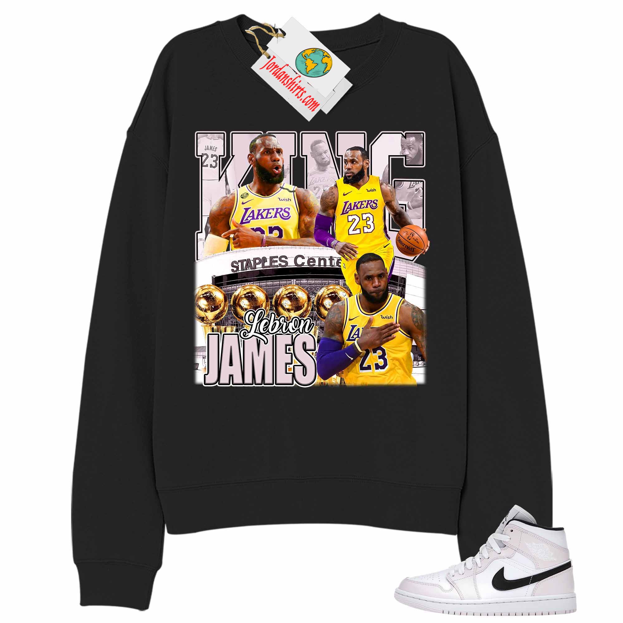 Jordan 1 Sweatshirt, Vintage Basketball Lebron James Black Sweatshirt Air Jordan 1 Barely Rose 1s Plus Size Up To 5xl