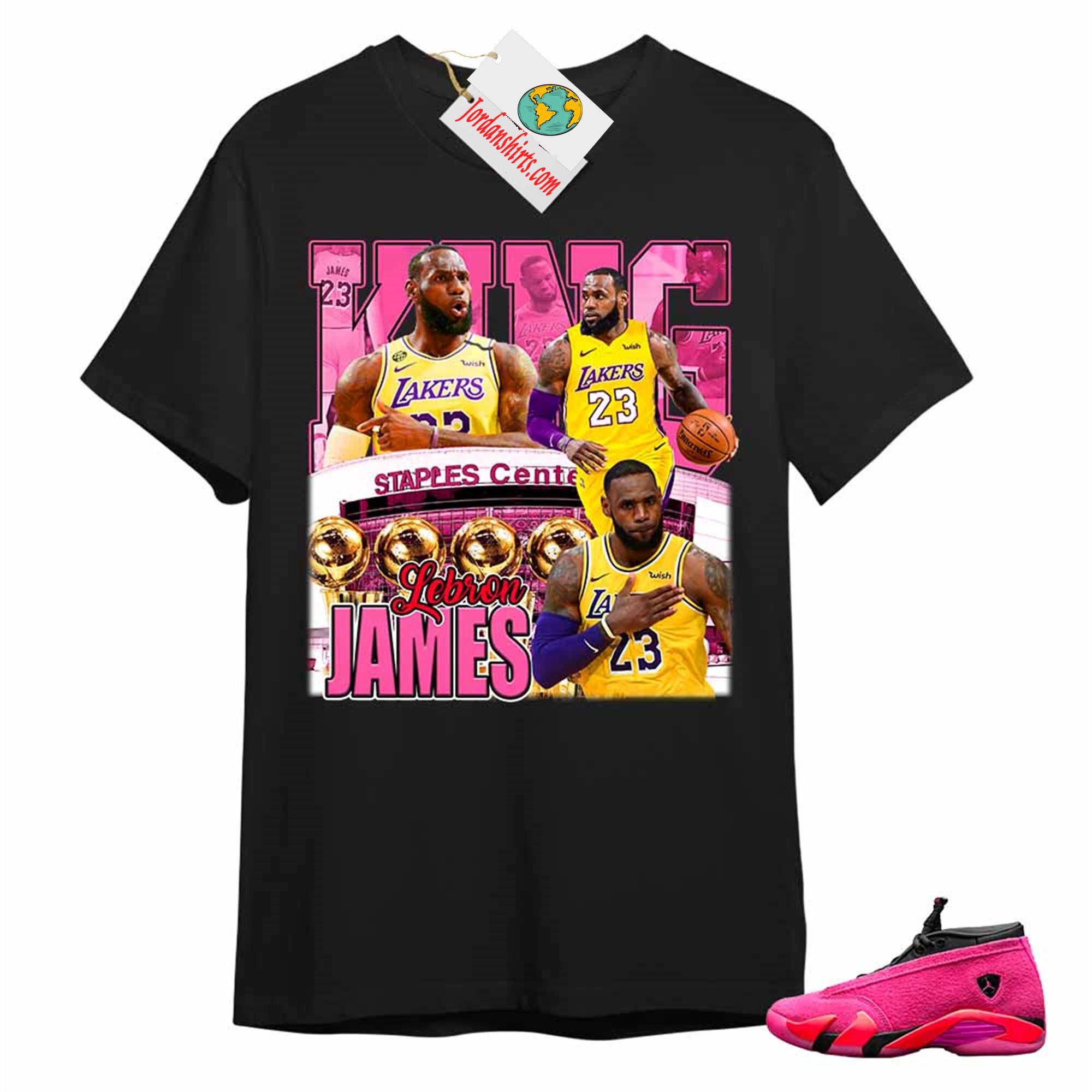 Jordan 14 Shirt, Vintage Basketball Lebron James Black T-shirt Air Jordan 14 Wmns Shocking Pink 14s Plus Size Up To 5xl