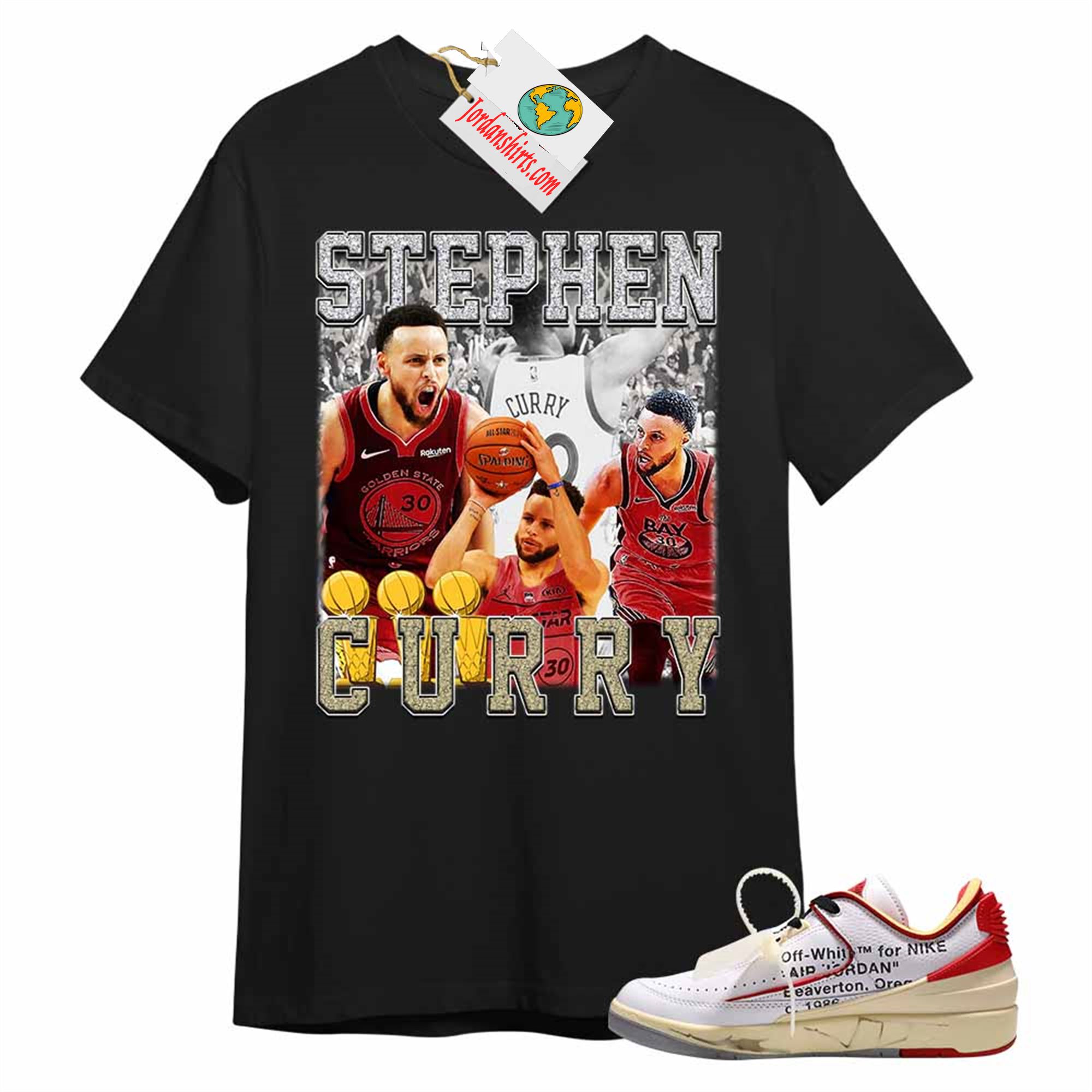 Jordan 2 Shirt, Vintage Steph Curry Basketball Retro 90s Style Black Air Jordan 2 Low White Red Off-white 2s Size Up To 5xl