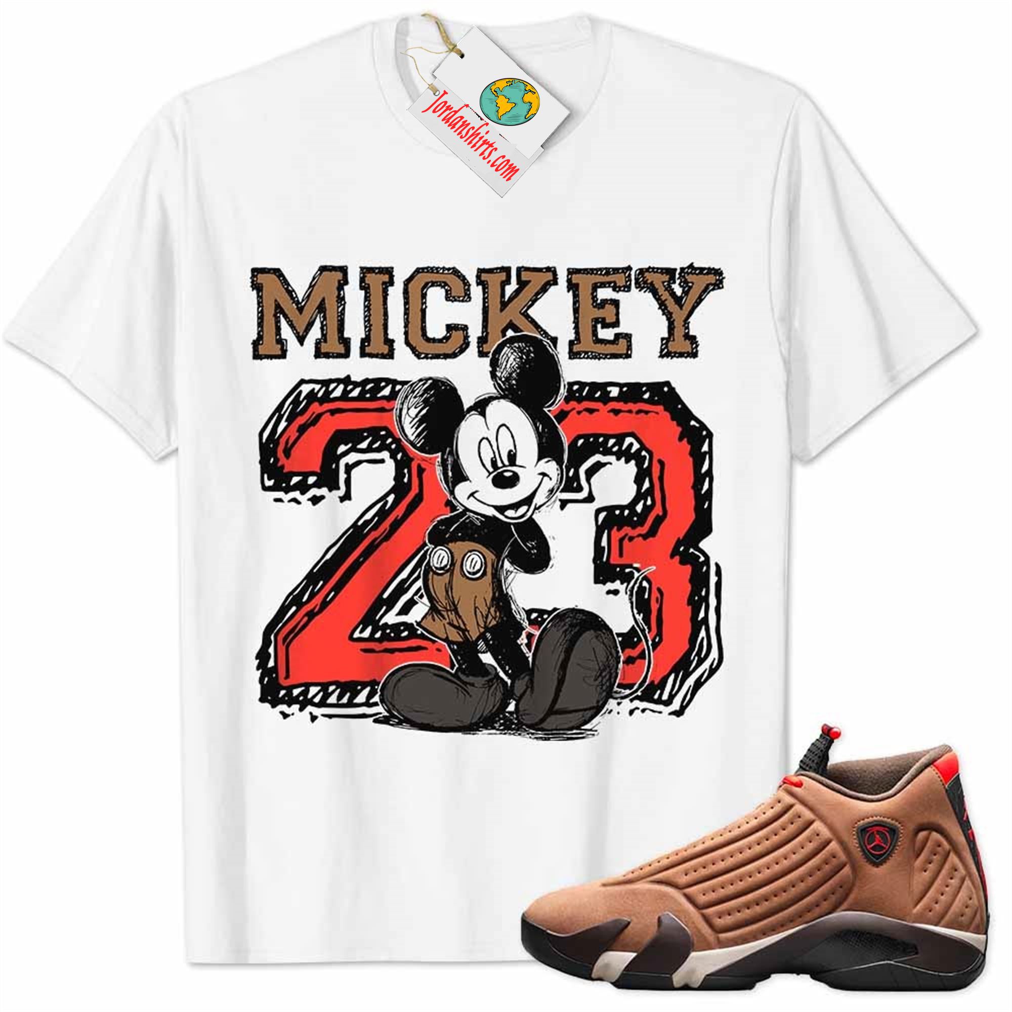 Jordan 14 Shirt, Winterized 14s Shirt Mickey 23 Michael Jordan Number Draw White Size Up To 5xl