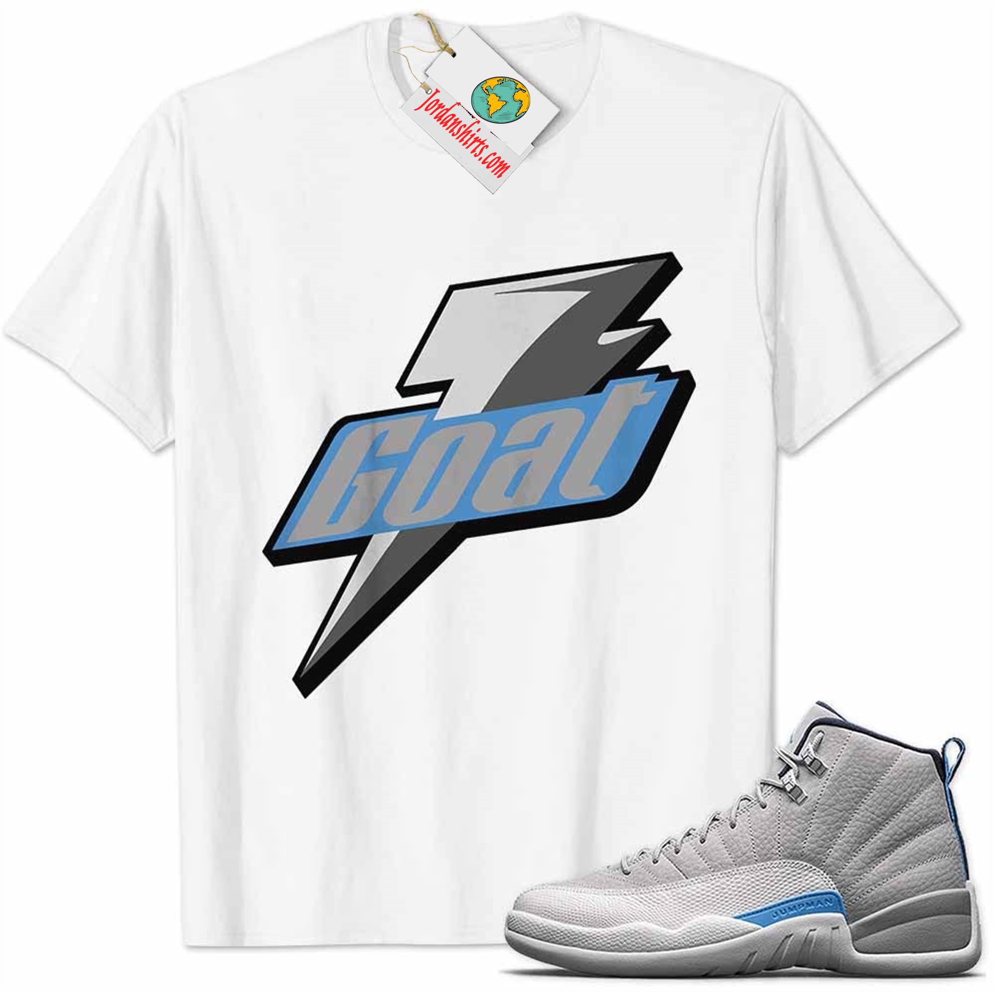 Jordan 12 Shirt, Wolf Grey 12s Shirt Goat Greatest Of All Time White Full Size Up To 5xl