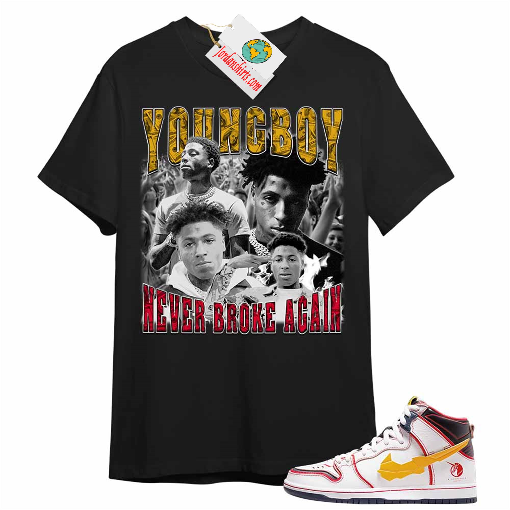 Jordan 14 Shirt, Youngboy Never Broke Again 90s Bootleg Black T-shirt Nike Dunk High Gundams Plus Size Up To 5xl