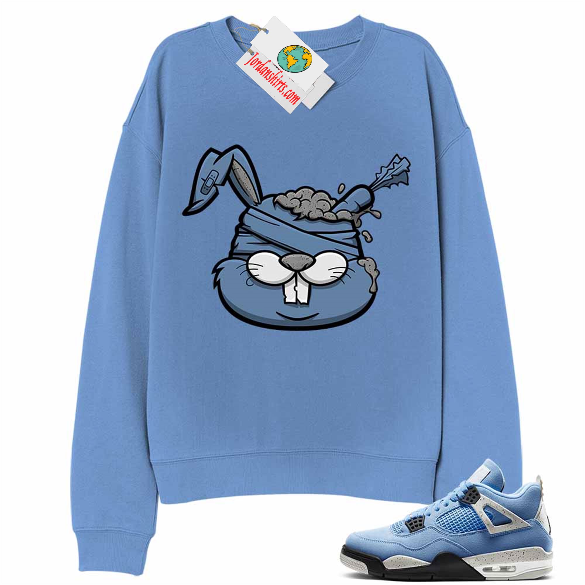 Jordan 4 Sweatshirt, Zombie Bunny Blue Hoodie Air Jordan 4 University Blue 4s Full Size Up To 5xl