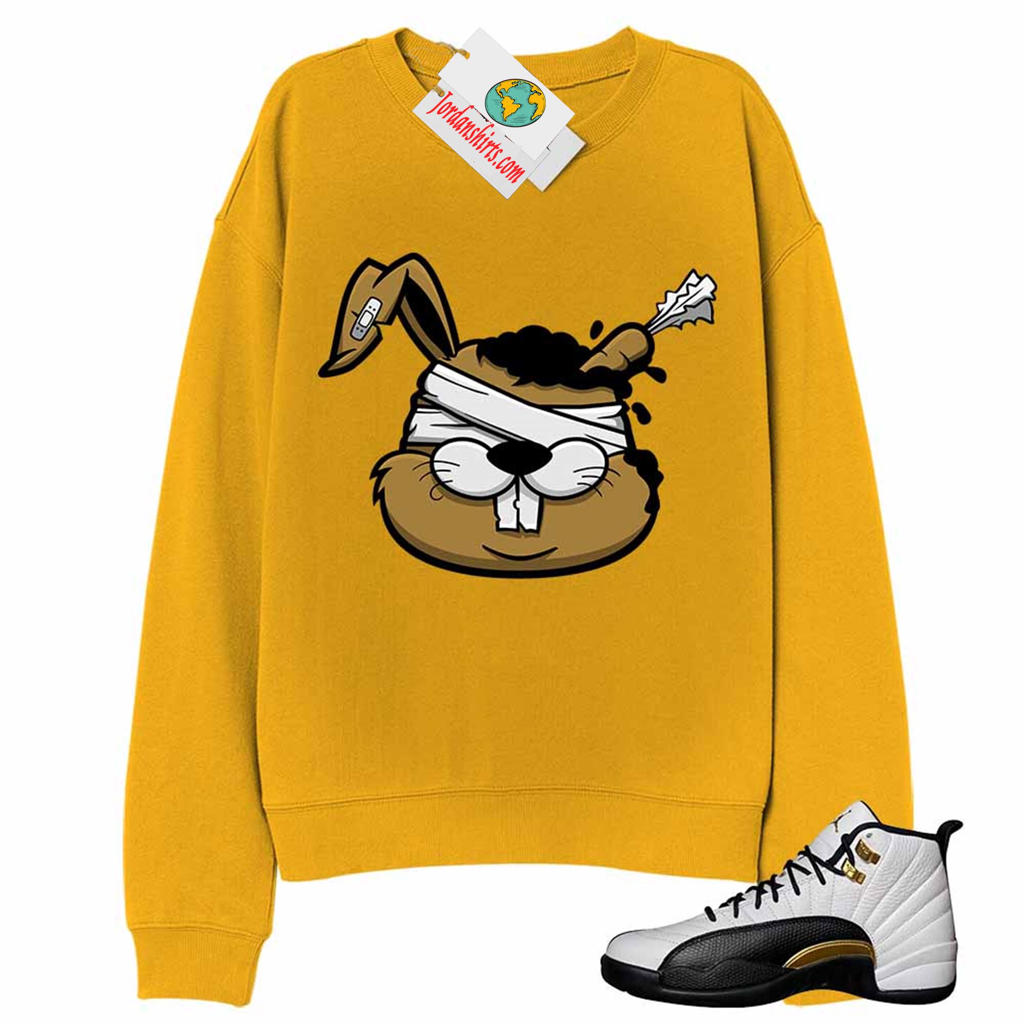 Jordan 12 Sweatshirt, Zombie Bunny Gold Sweatshirt Air Jordan 12 Royalty 12s Size Up To 5xl