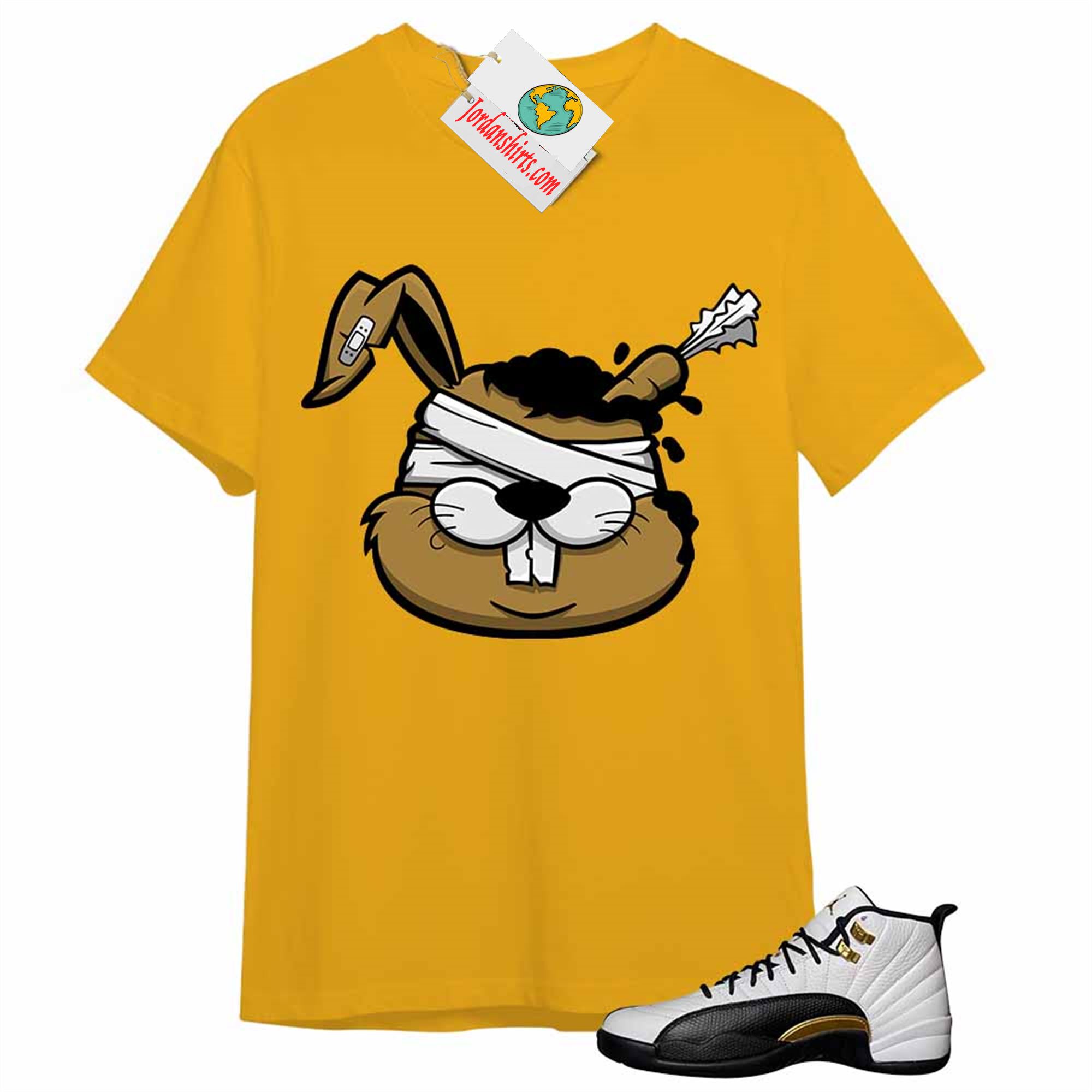 Jordan 12 Shirt, Zombie Bunny Gold T-shirt Air Jordan 12 Royalty 12s Plus Size Up To 5xl