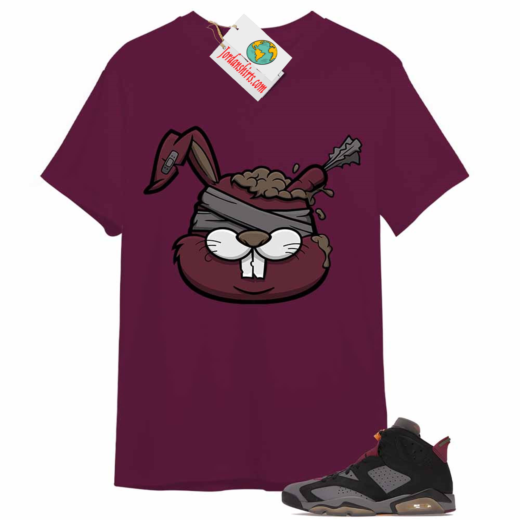 Jordan 6 Shirt, Zombie Bunny Maroon T-shirt Air Jordan 6 Bordeaux 6s Full Size Up To 5xl