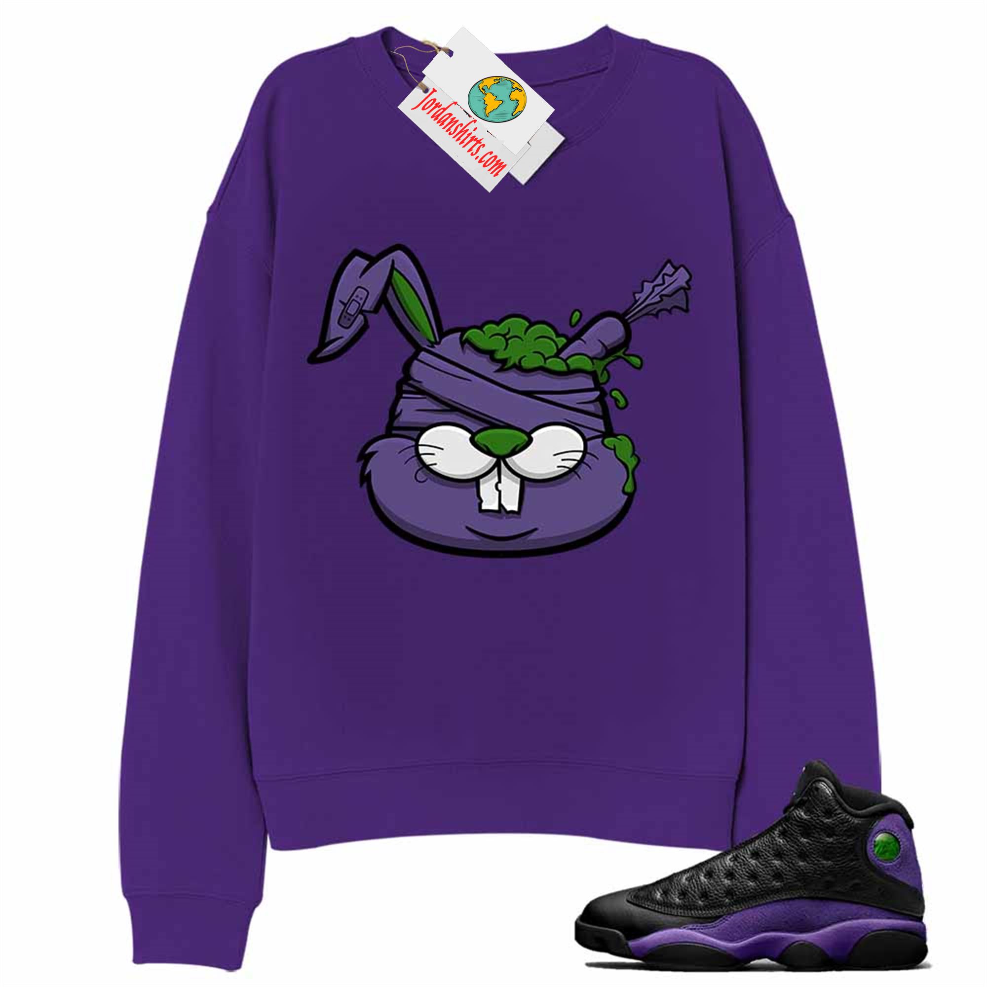 Jordan 13 Sweatshirt, Zombie Bunny Purple Sweatshirt Air Jordan 13 Court Purple 13s Full Size Up To 5xl