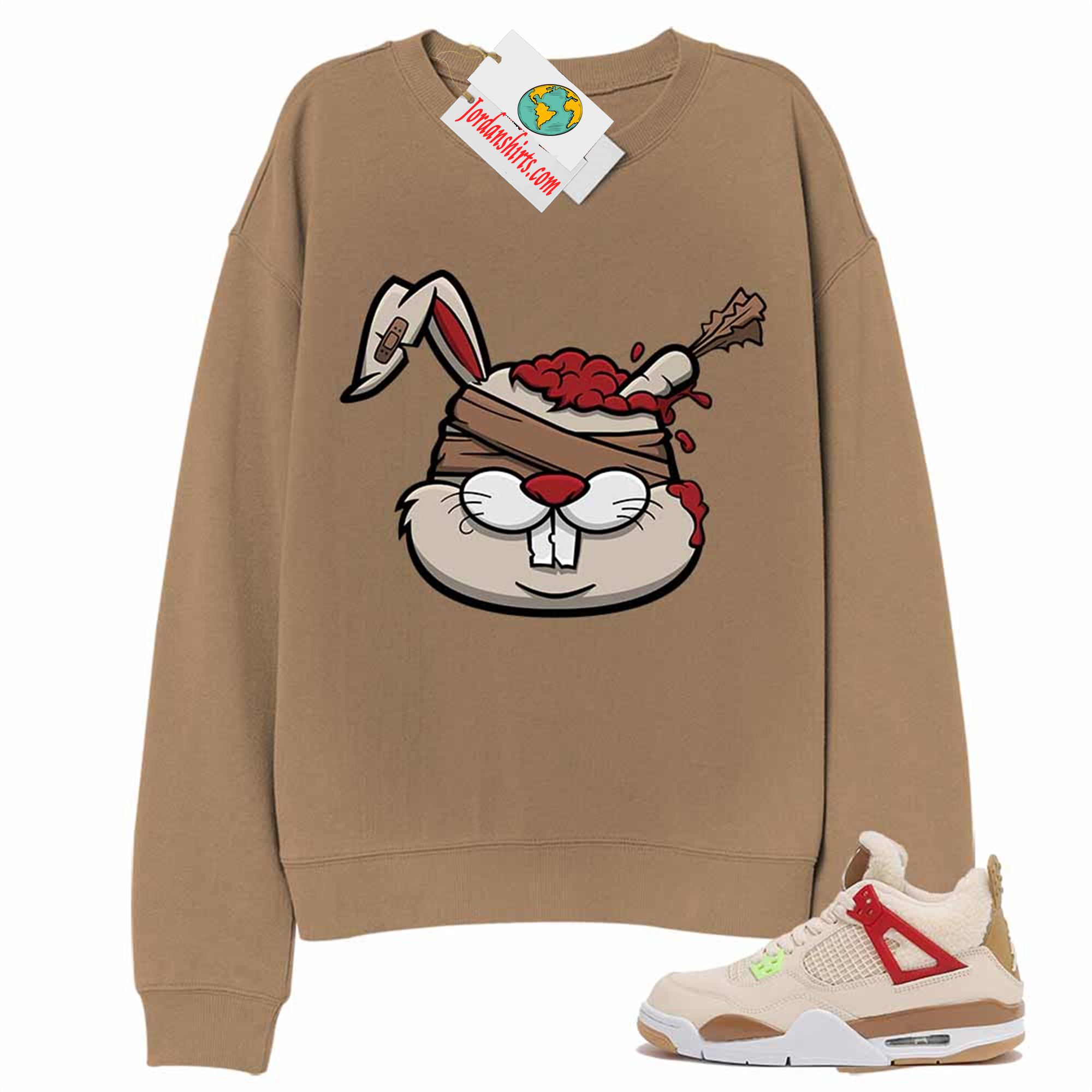 Jordan 4 Sweatshirt, Zombie Bunny Sandstone Sweatshirt Air Jordan 4 Wild Things 4s Size Up To 5xl