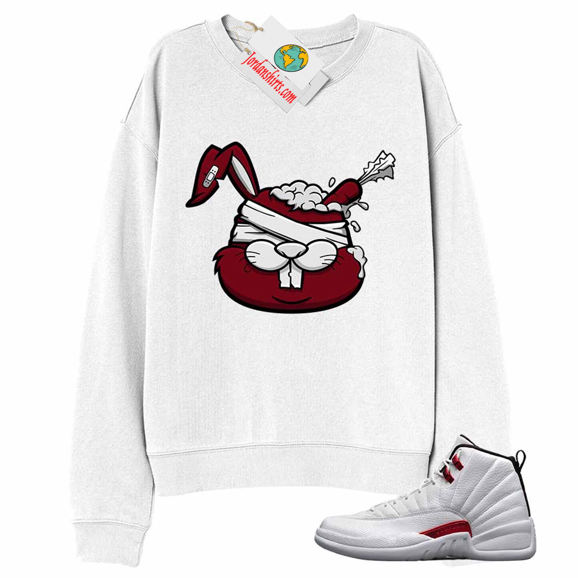 Jordan 12 Sweatshirt, Zombie Bunny White Sweatshirt Air Jordan 12 Twist 12s Size Up To 5xl