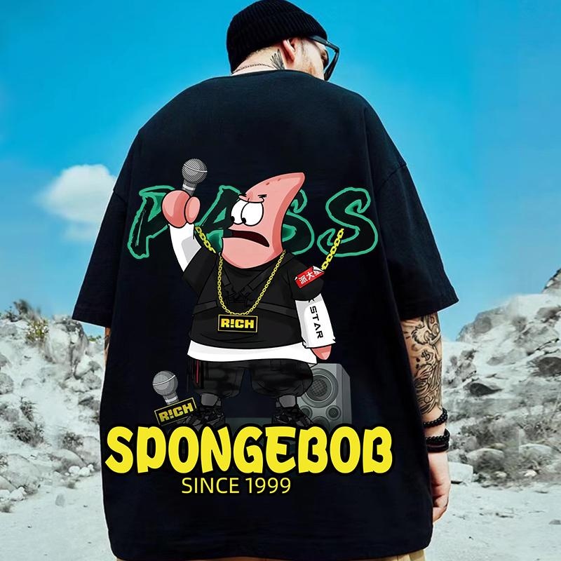 Gangster Singer Spongebob Black Shirt Full Size Up To 5xl | Gangster Spongebob 2d Shirt