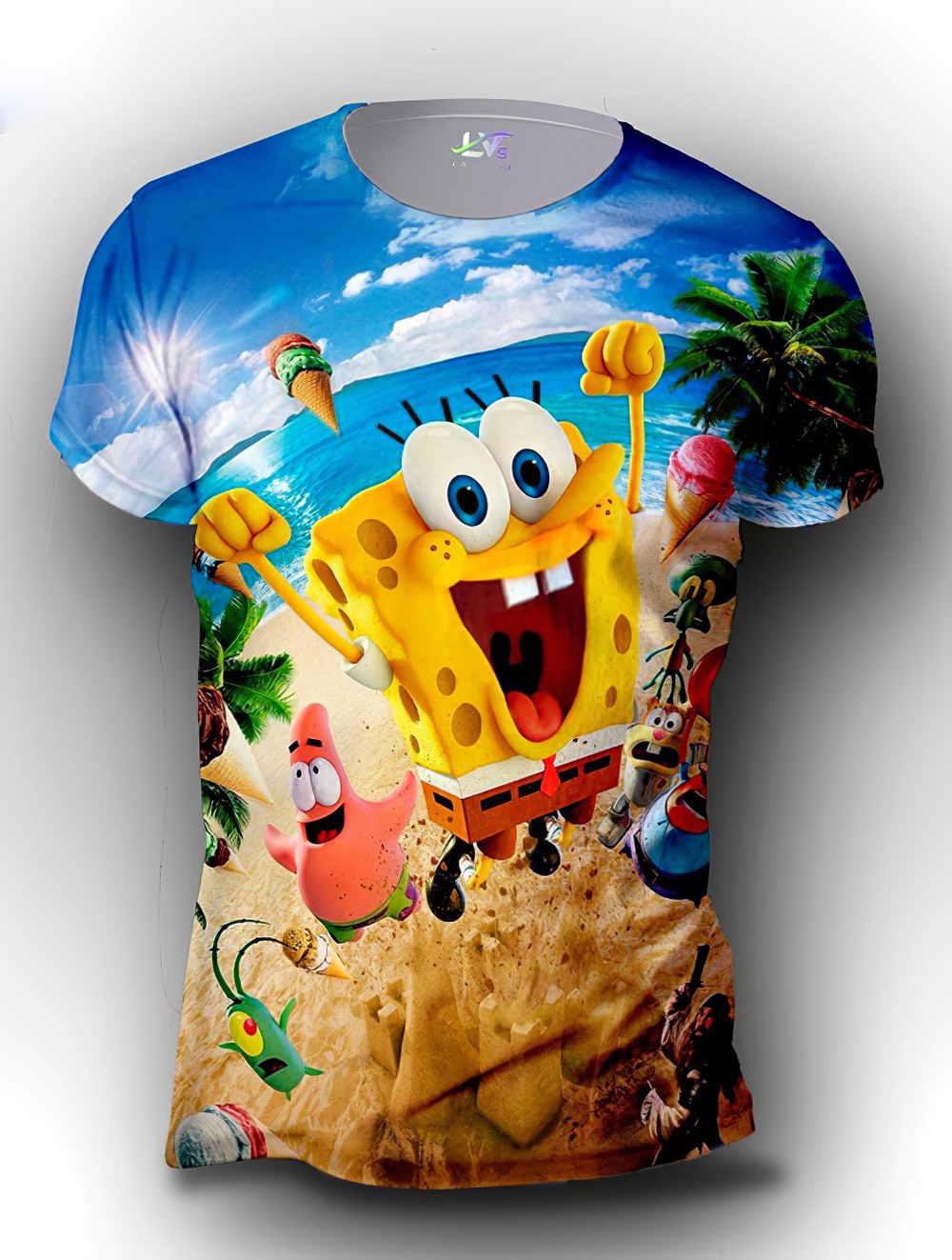 Gangster Spongebob On The Beach 3d Shirts Plus Size Up To 5xl