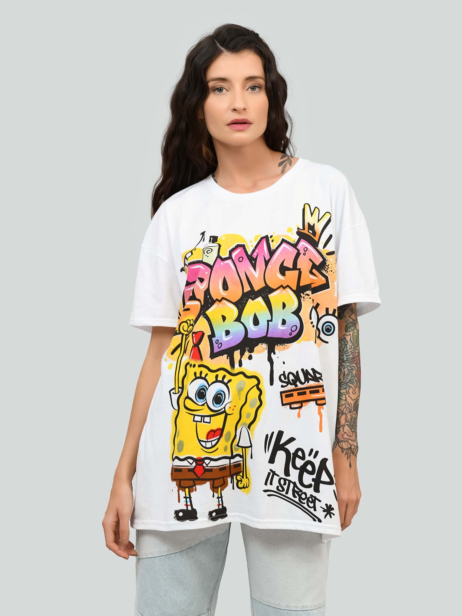 Gangster Spongebob With Graffity Shirt - Keep It Street Size Up To 5xl | Gangster Spongebob 2d Shirt