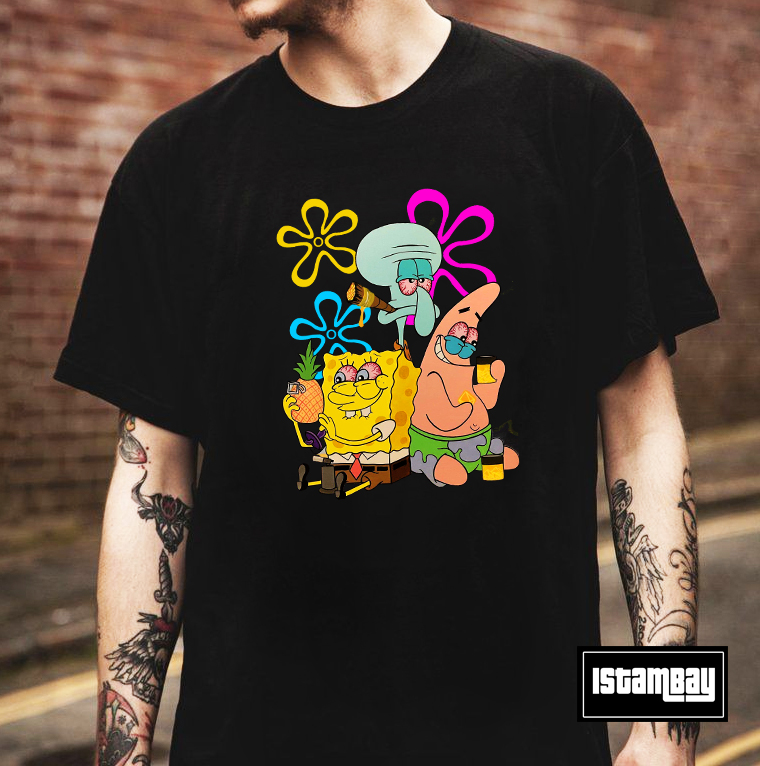 Gangster Spongebob With Some Friend Shirt Full Size Up To 5xl | Gangster Spongebob 2d Shirt