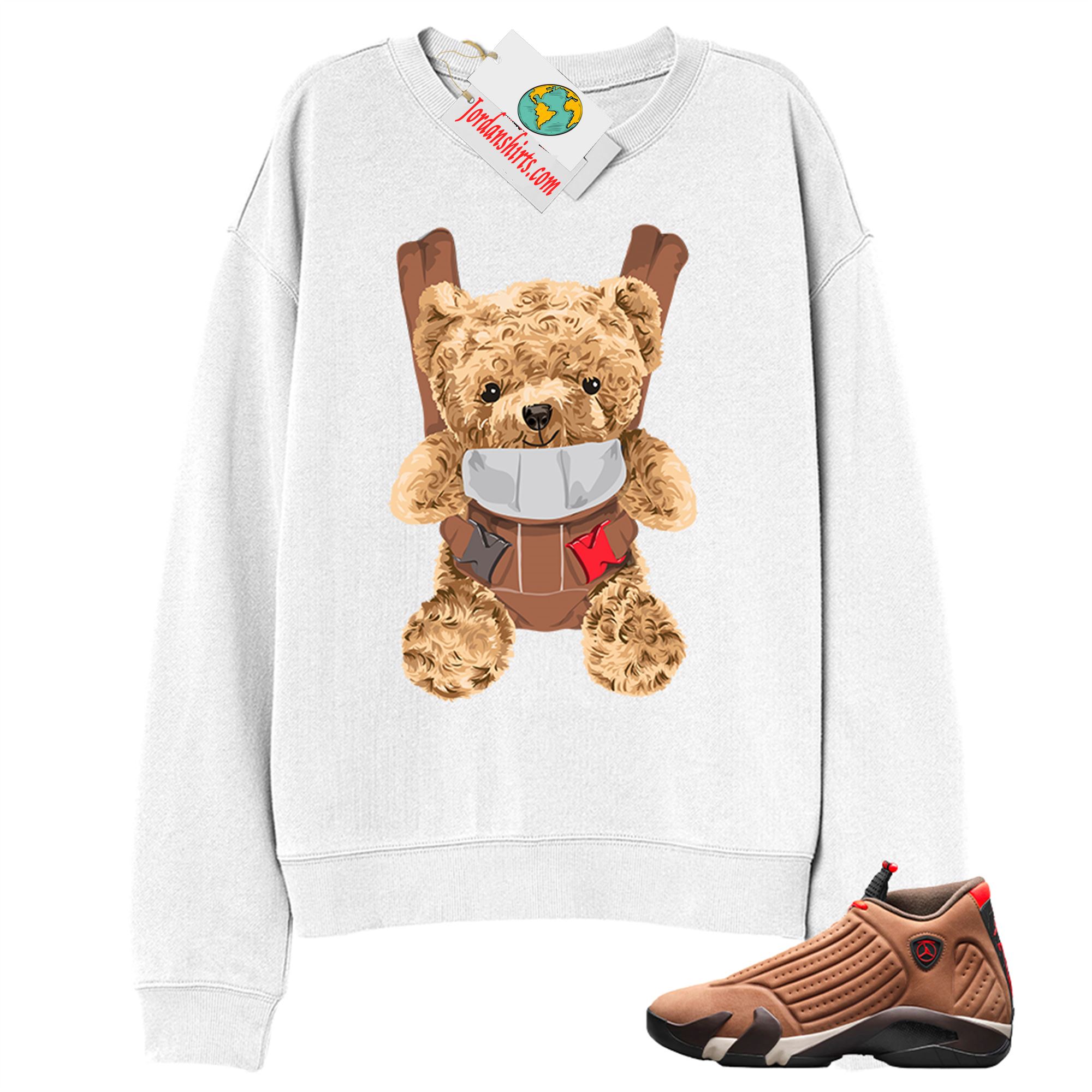Jordan 14 Sweatshirt, Teddy Bear Bag White Sweatshirt Air Jordan 14 Winterized 14s Plus Size Up To 5xl