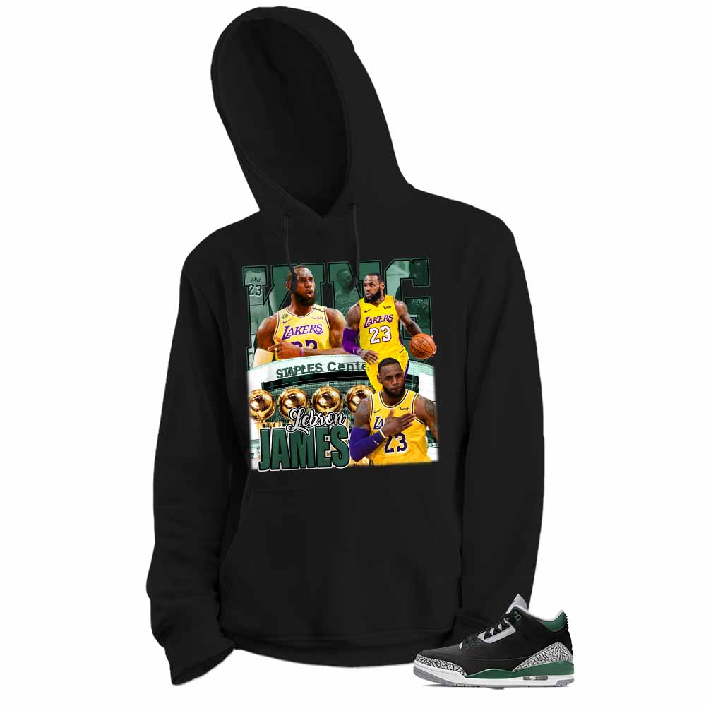 Jordan 3 Hoodie, Vintage Basketball Lebron James Black Hoodie Air Jordan 3 Pine Green 3s Size Up To 5xl
