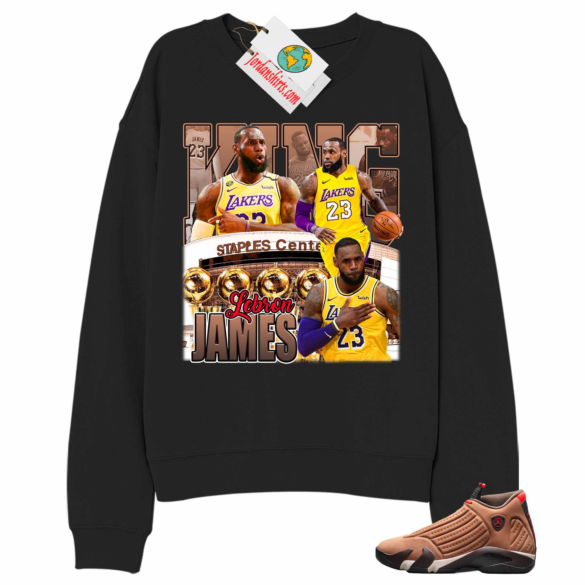 Jordan 14 Sweatshirt, Vintage Basketball Lebron James Black Sweatshirt Air Jordan 14 Winterized 14s Plus Size Up To 5xl