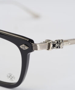 Chrome Hearts Glasses Sunglasses OVERPOKED BLACK PLASTICBRUSHED SILVER 5 1
