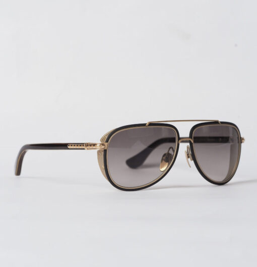 Chrome Hearts Glasses Sunglasses PREYANK – MATTE BLACKMATTE GOLD PLATEDWOOD EBONY WALNUT 2